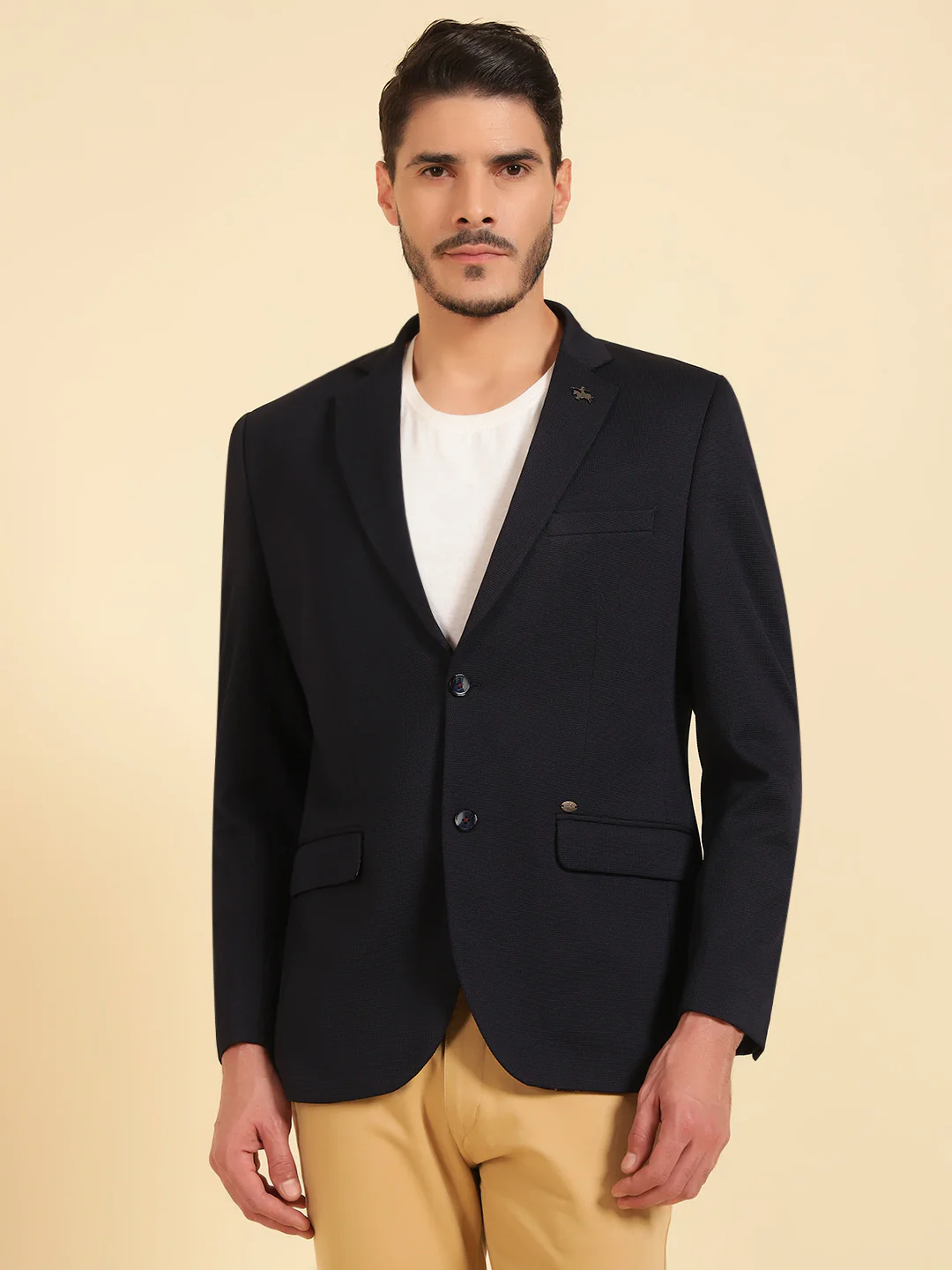 Blazer for Men | Premium Casual Blazer Slim Fit Notched Collar Terry Rayon Fabric Self Design Pattern - Image 3