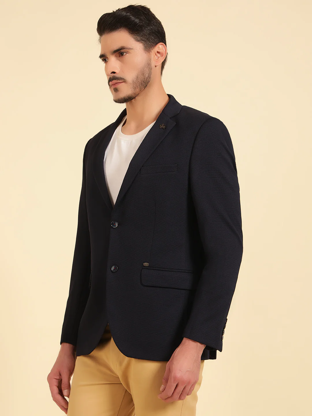 Blazer for Men | Premium Casual Blazer Slim Fit Notched Collar Terry Rayon Fabric Self Design Pattern - Image 4