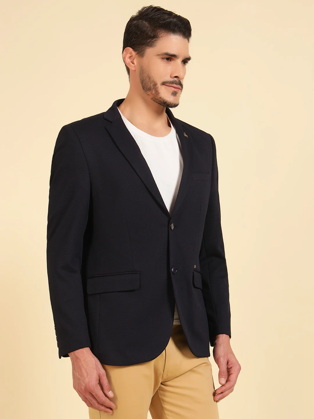 Blazer for Men | Premium Casual Blazer Slim Fit Notched Collar Terry Rayon Fabric Self Design Pattern - Image 5