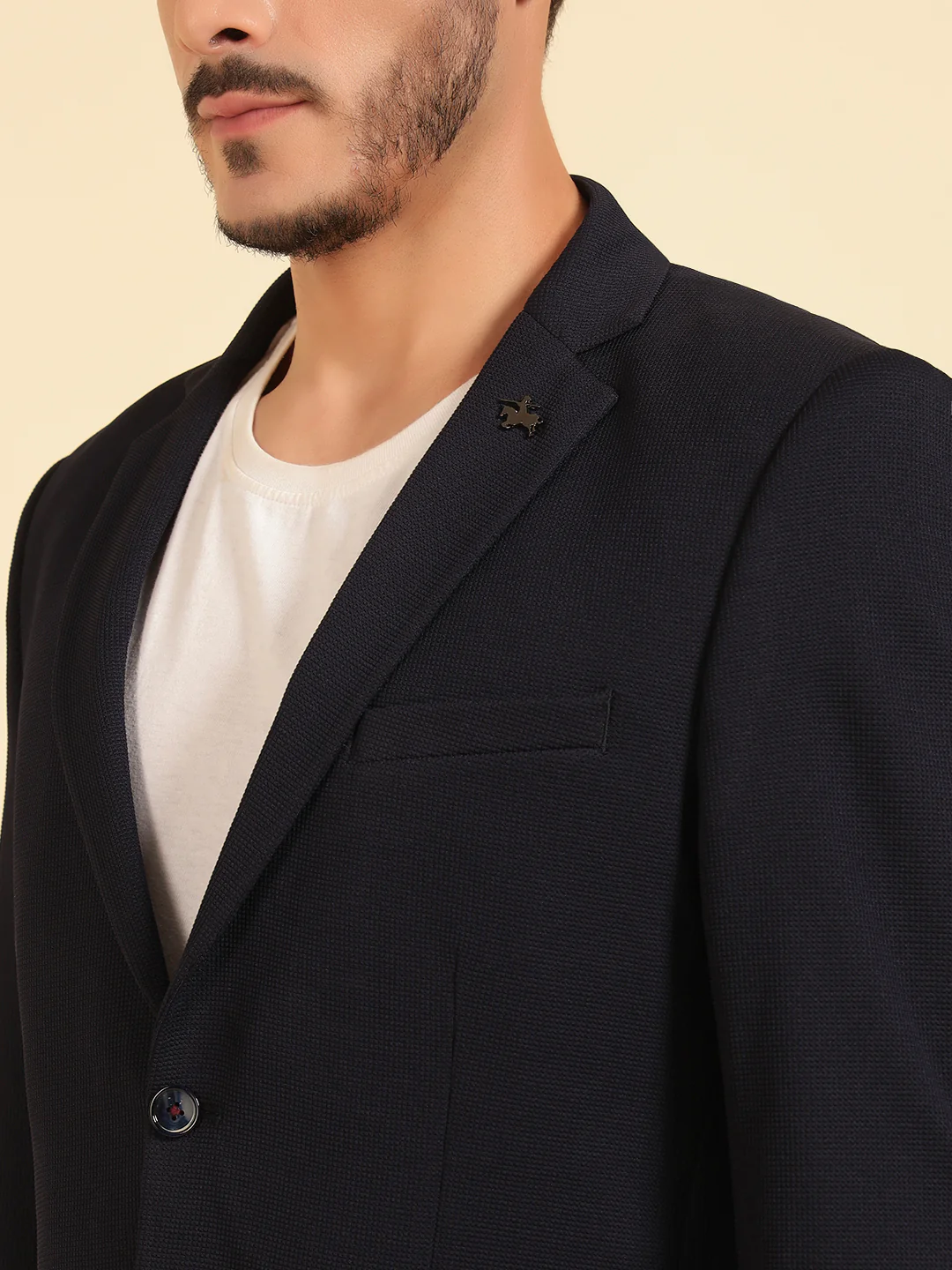 Blazer for Men | Premium Casual Blazer Slim Fit Notched Collar Terry Rayon Fabric Self Design Pattern - Image 7