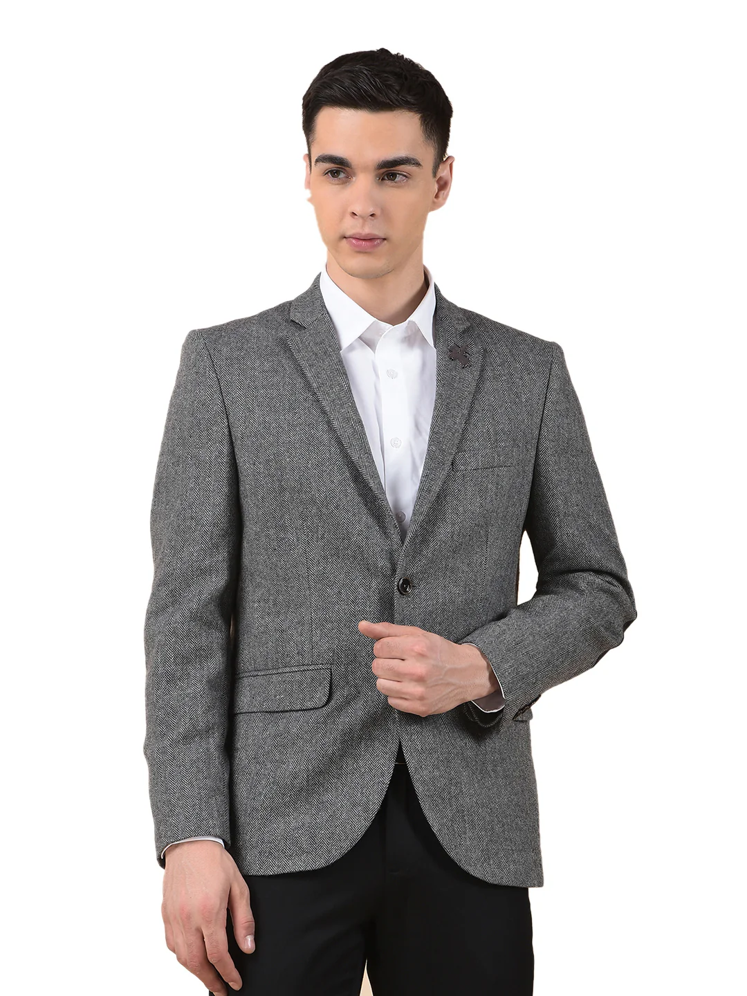 Blazer for Men | Premium Formal Blazer Slim Fit Notched Collar Wool Blend Fabric Self Design Pattern - Image 10