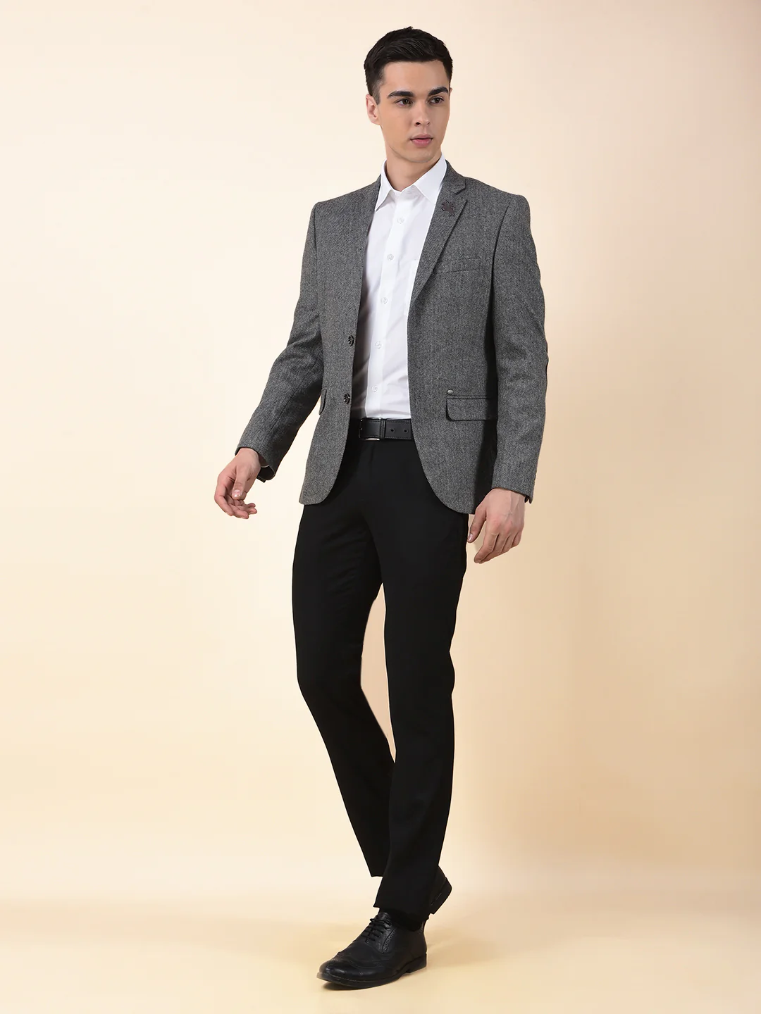Blazer for Men | Premium Formal Blazer Slim Fit Notched Collar Wool Blend Fabric Self Design Pattern - Image 2