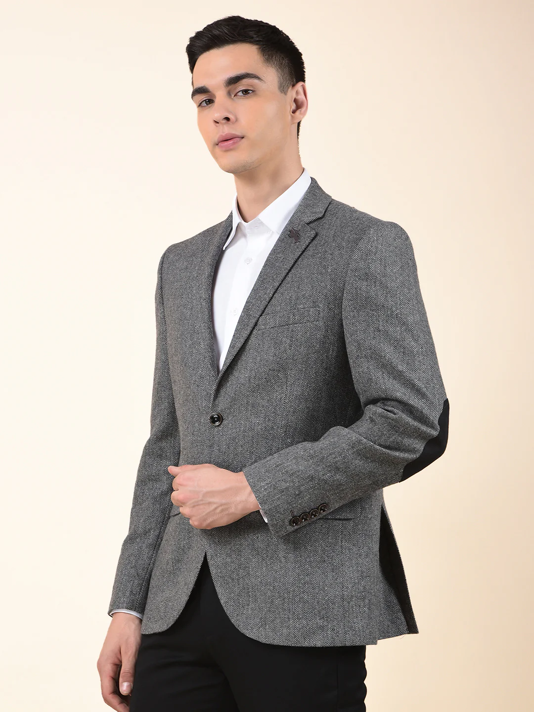 Blazer for Men | Premium Formal Blazer Slim Fit Notched Collar Wool Blend Fabric Self Design Pattern - Image 5
