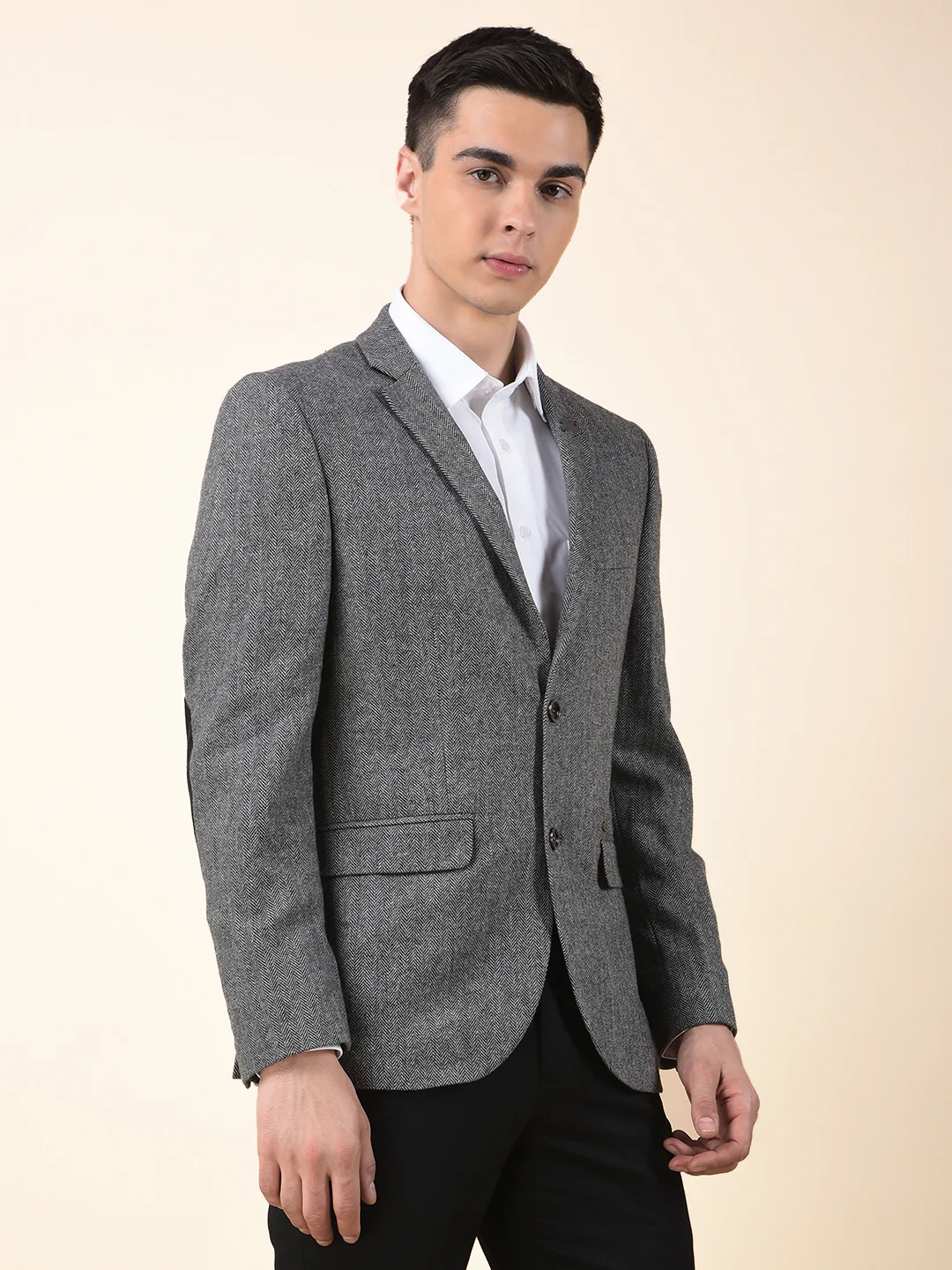Blazer for Men | Premium Formal Blazer Slim Fit Notched Collar Wool Blend Fabric Self Design Pattern - Image 6