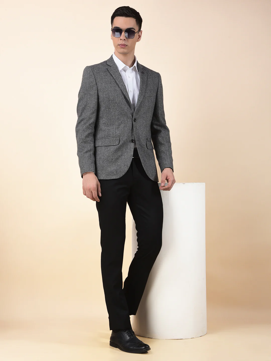 Blazer for Men | Premium Formal Blazer Slim Fit Notched Collar Wool Blend Fabric Self Design Pattern - Image 9
