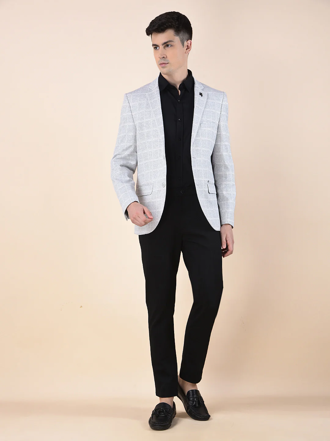 Blazer for Men | Premium Casual Blazer Slim Fit Notched Collar Terry Rayon Fabric Checkered Pattern - Image 2