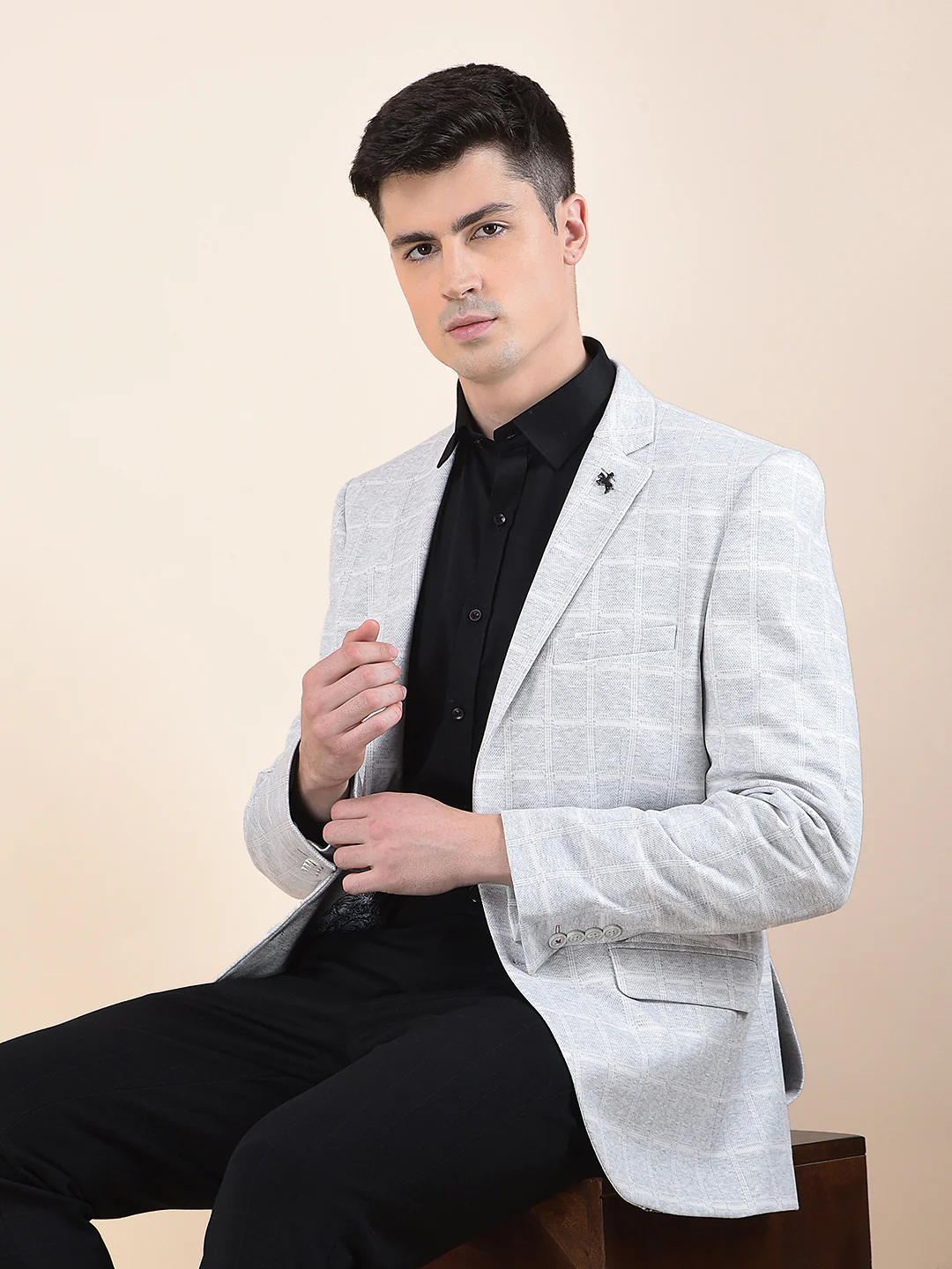Blazer for Men | Premium Casual Blazer Slim Fit Notched Collar Terry Rayon Fabric Checkered Pattern - Image 4