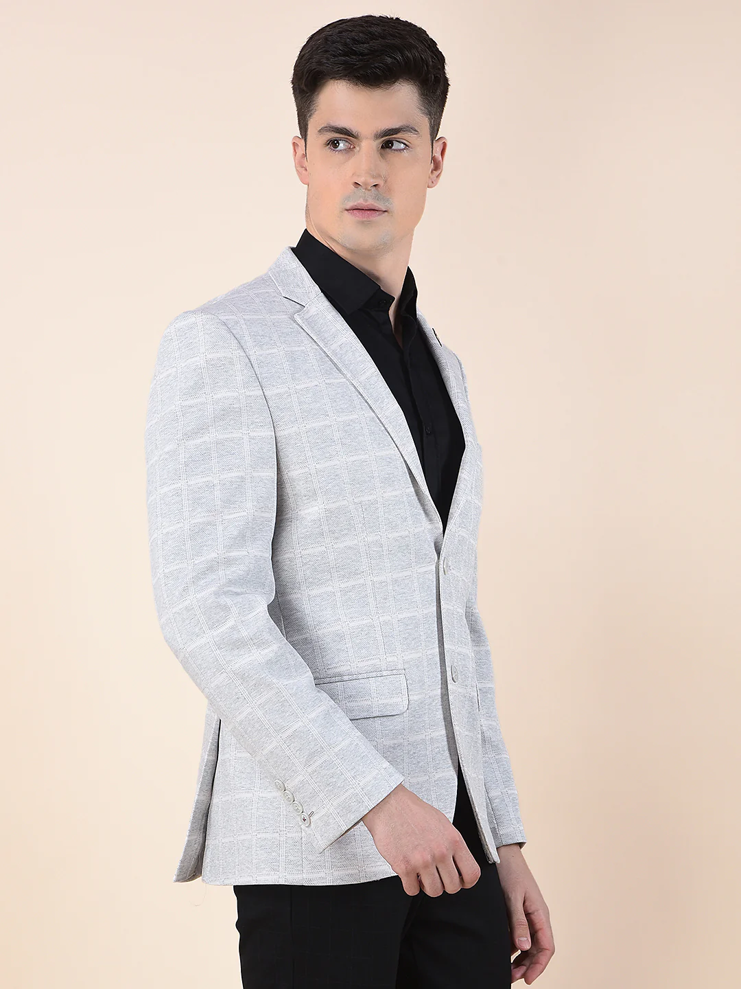 Blazer for Men | Premium Casual Blazer Slim Fit Notched Collar Terry Rayon Fabric Checkered Pattern - Image 5