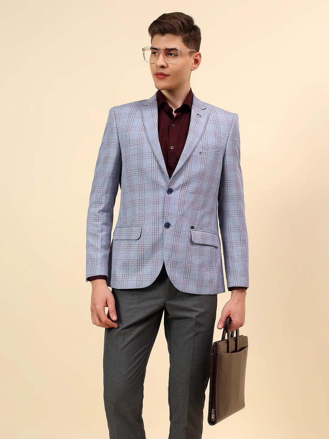Blazer for Men | Premium Casual Blazer Slim Fit Notched Collar Poly Viscose Fabric Check Pattern - Image 2