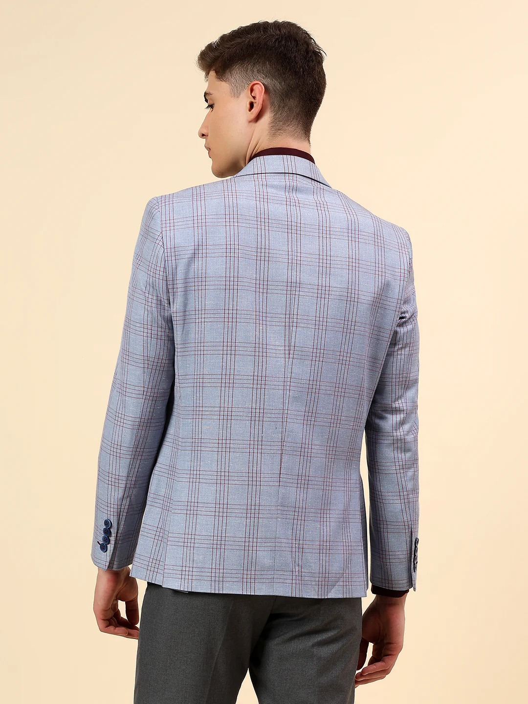 Blazer for Men | Premium Casual Blazer Slim Fit Notched Collar Poly Viscose Fabric Check Pattern - Image 5