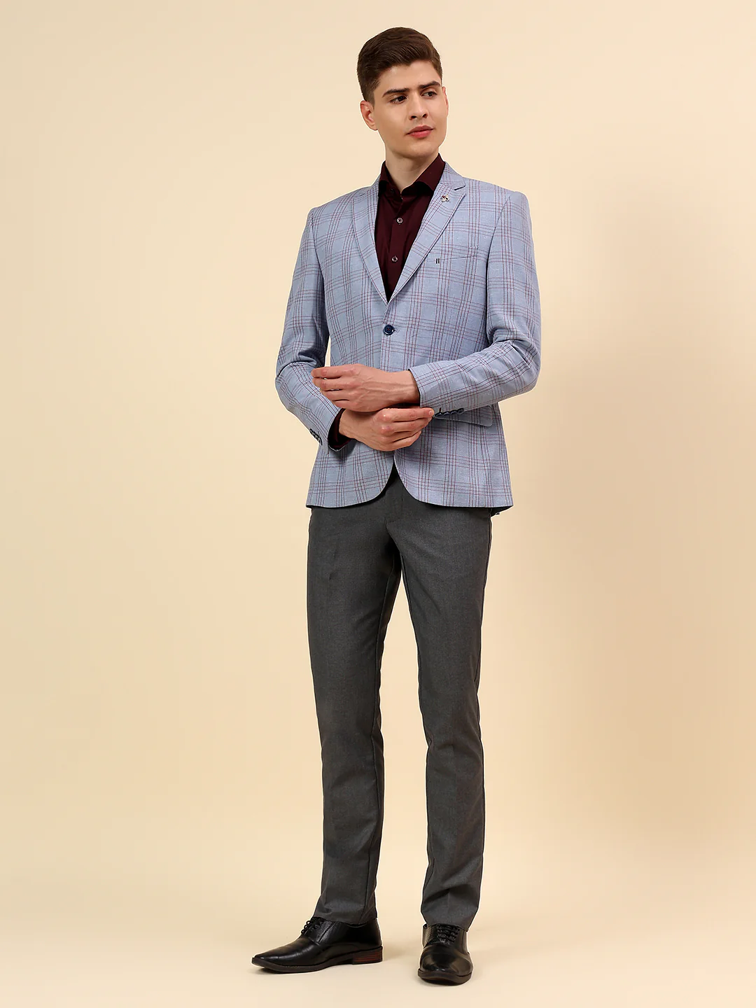 Blazer for Men | Premium Casual Blazer Slim Fit Notched Collar Poly Viscose Fabric Check Pattern - Image 7