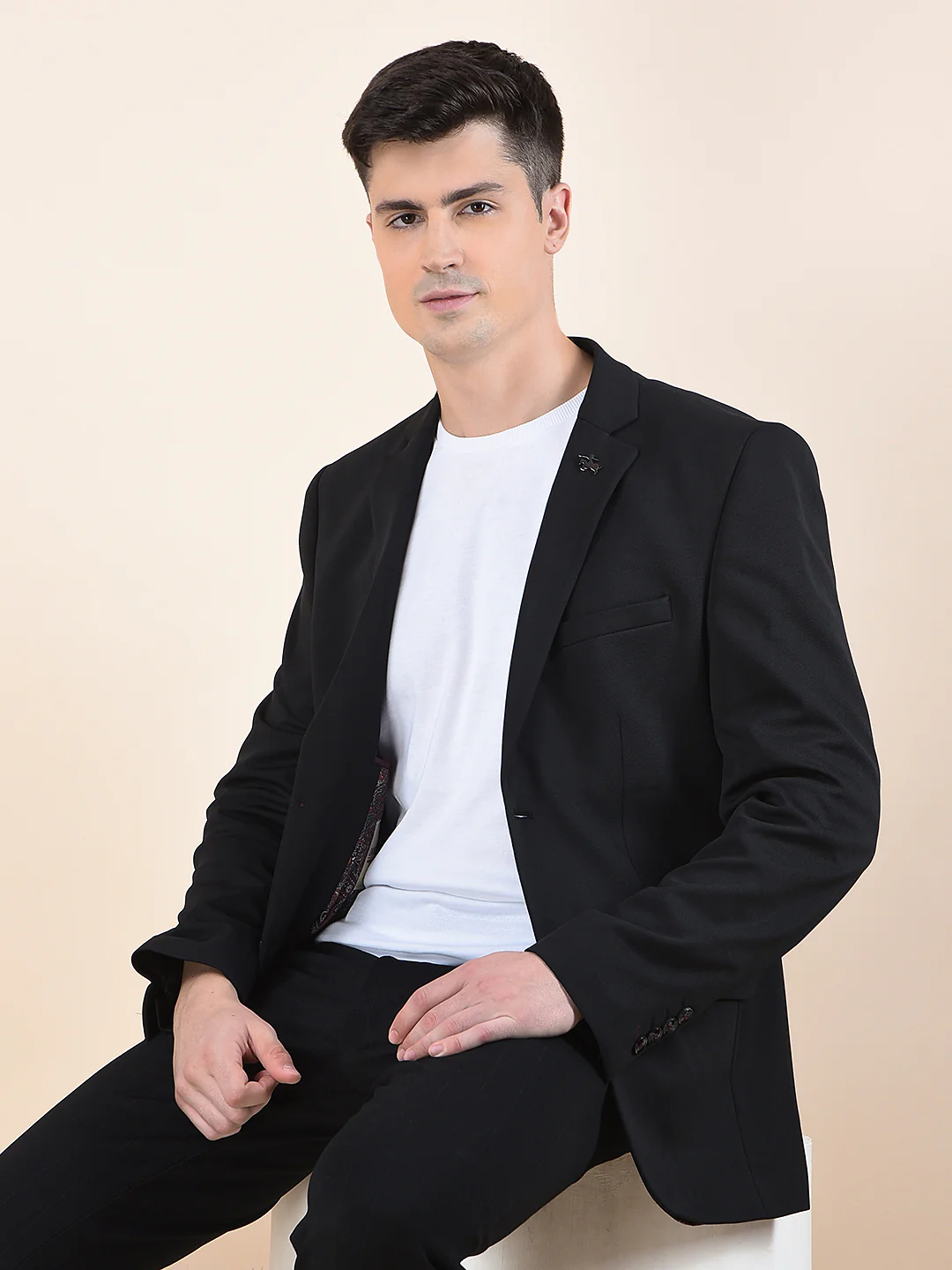 Blazer for Men | Premium Casual Blazer Slim Fit Notched Collar Polyester Fabric Solid Pattern - Image 2