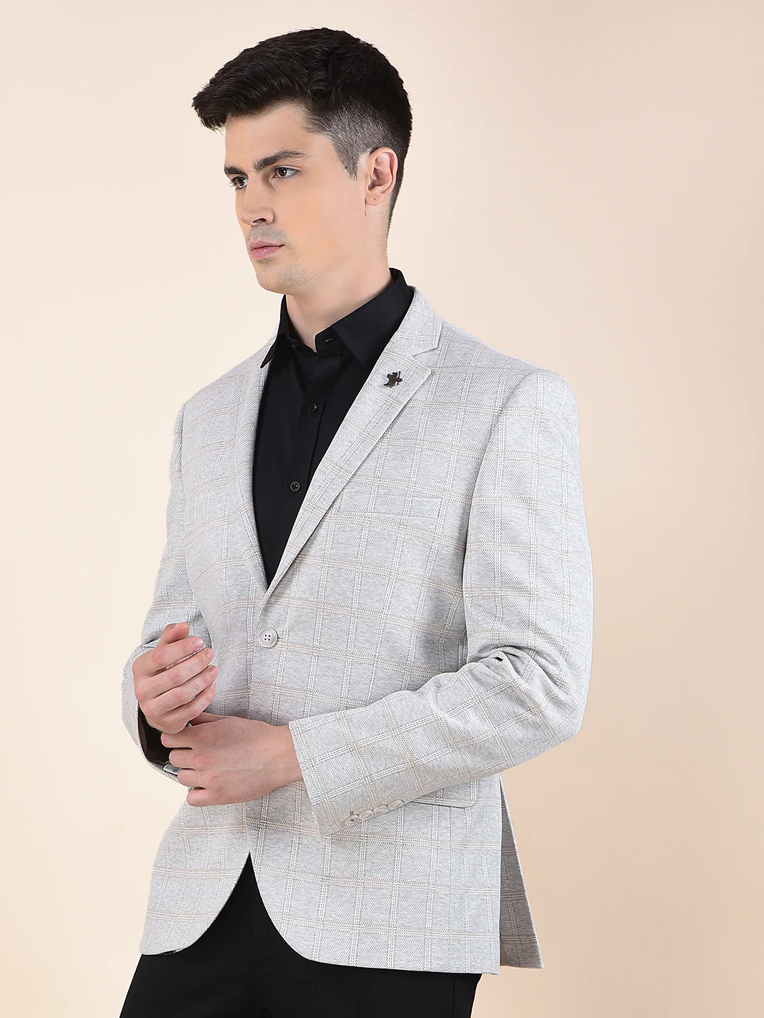 Blazer for Men | Premium Casual Blazer Slim Fit Notched Collar Terry Rayon Fabric Checkered Pattern - Image 3
