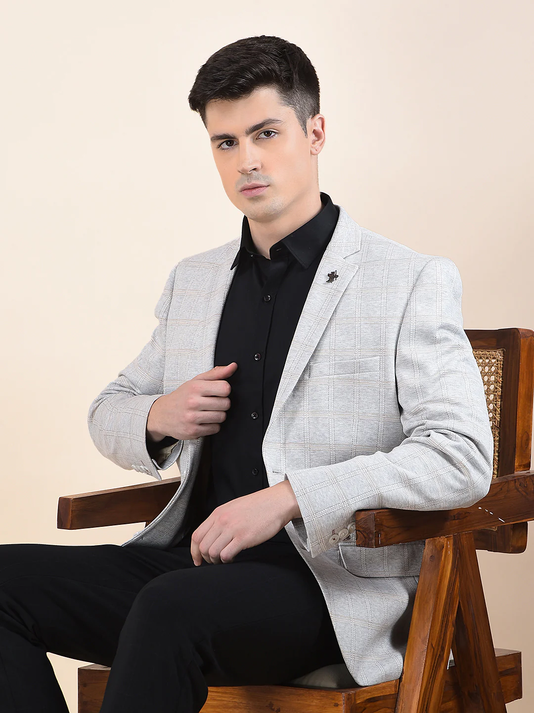 Blazer for Men | Premium Casual Blazer Slim Fit Notched Collar Terry Rayon Fabric Checkered Pattern - Image 6