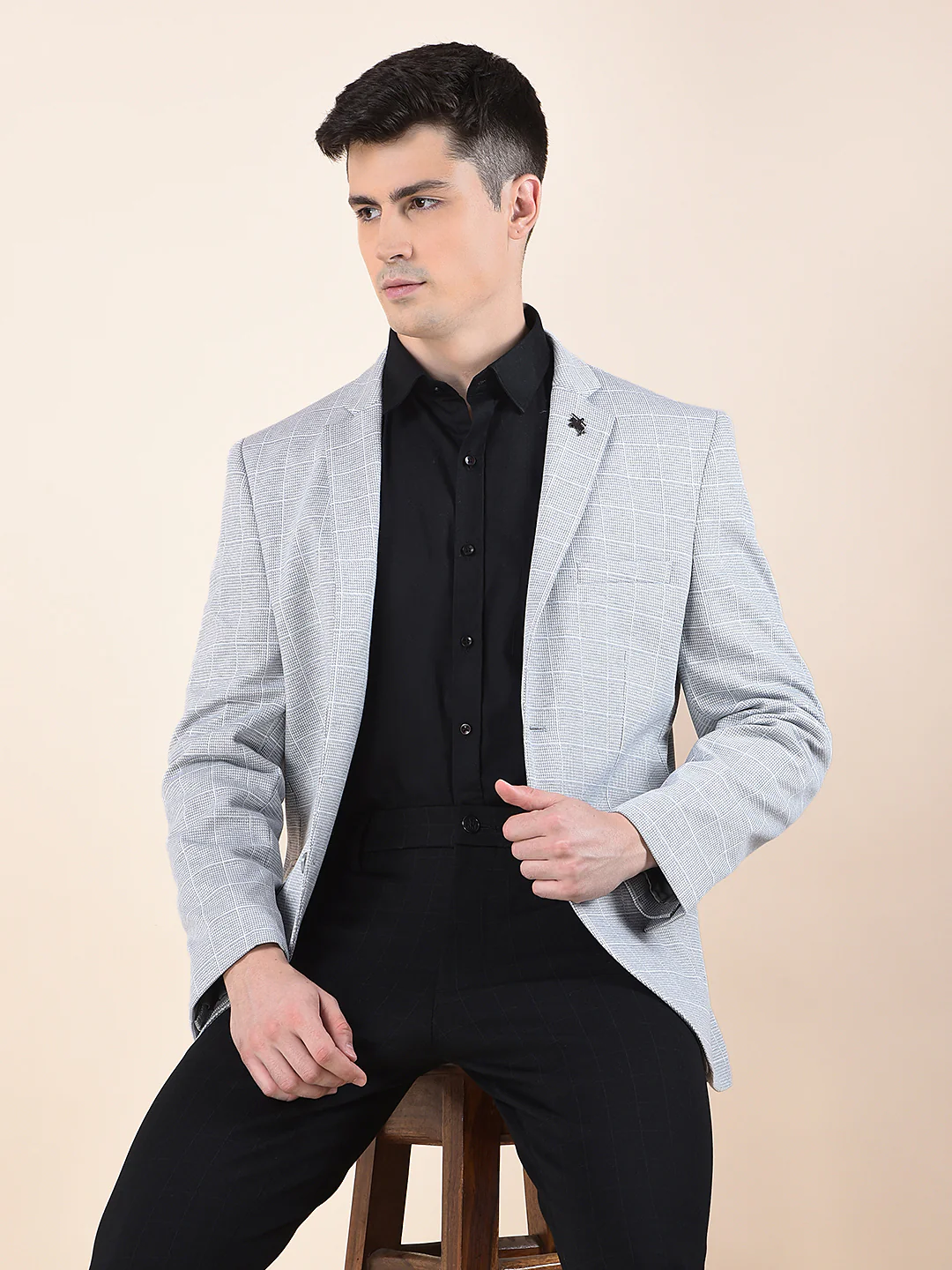 Blazer for Men | Premium Casual Blazer Slim Fit Notched Collar Terry Rayon Fabric Checkered Pattern - Image 2