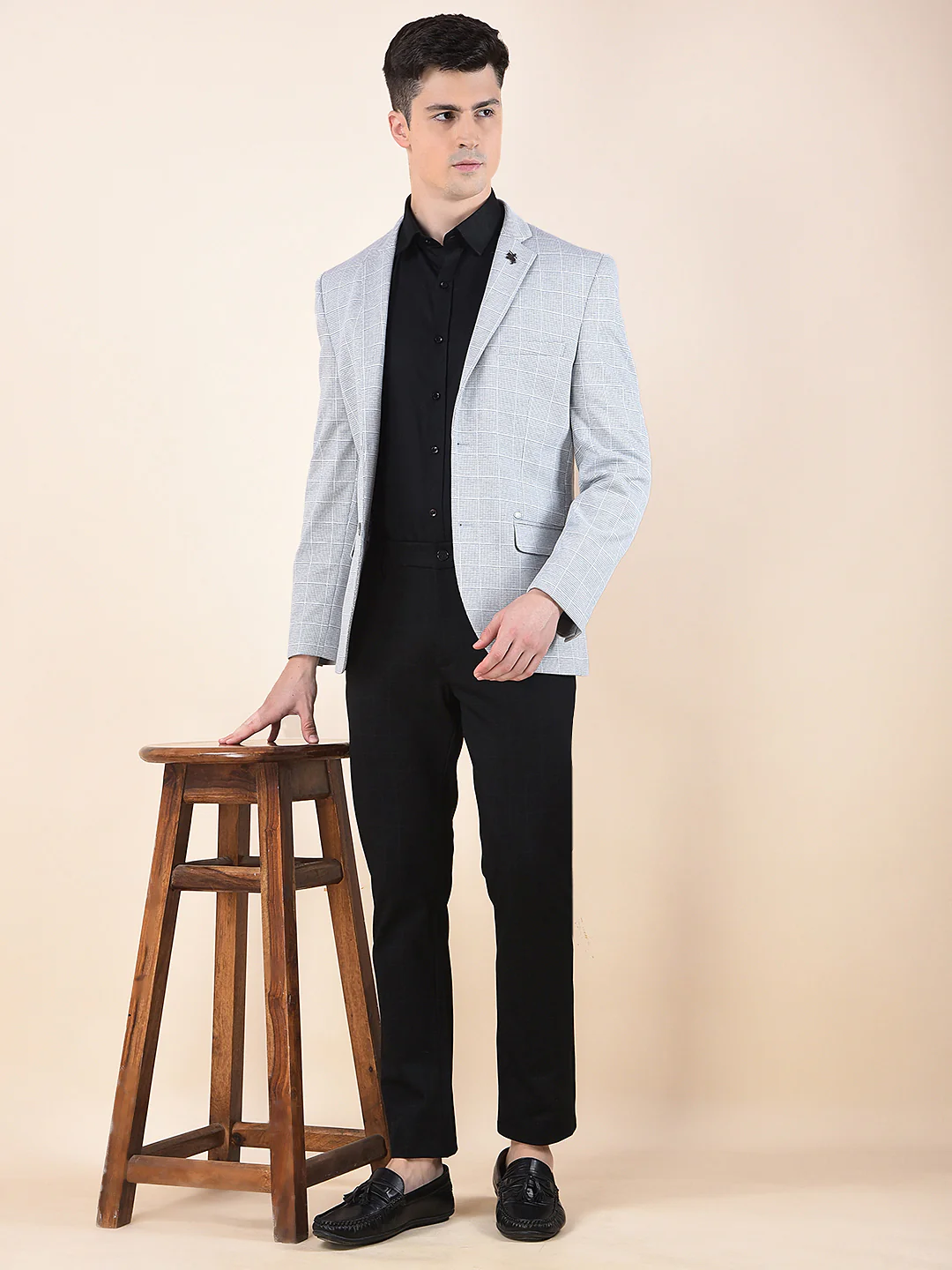 Blazer for Men | Premium Casual Blazer Slim Fit Notched Collar Terry Rayon Fabric Checkered Pattern - Image 3