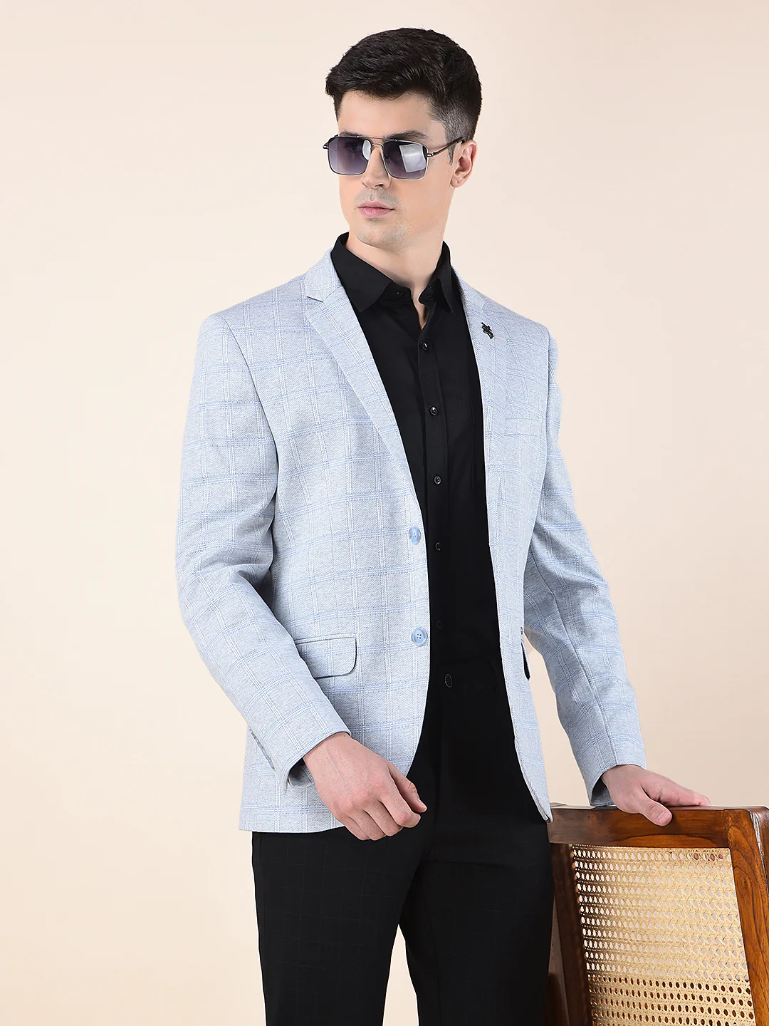 Blazer for Men | Premium Casual Blazer Slim Fit Notched Collar Terry Rayon Fabric Checkered Pattern - Image 2