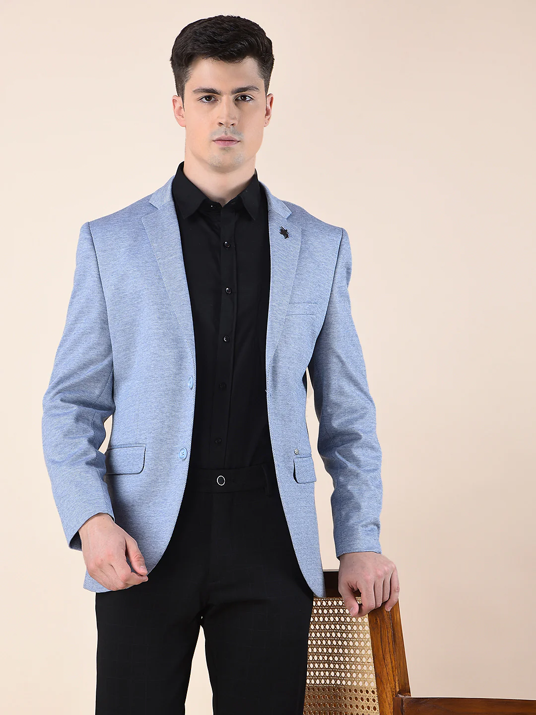 Blazer for Men | Premium Casual Blazer Slim Fit Notched Collar Terry Rayon Fabric Self Design Pattern - Image 2