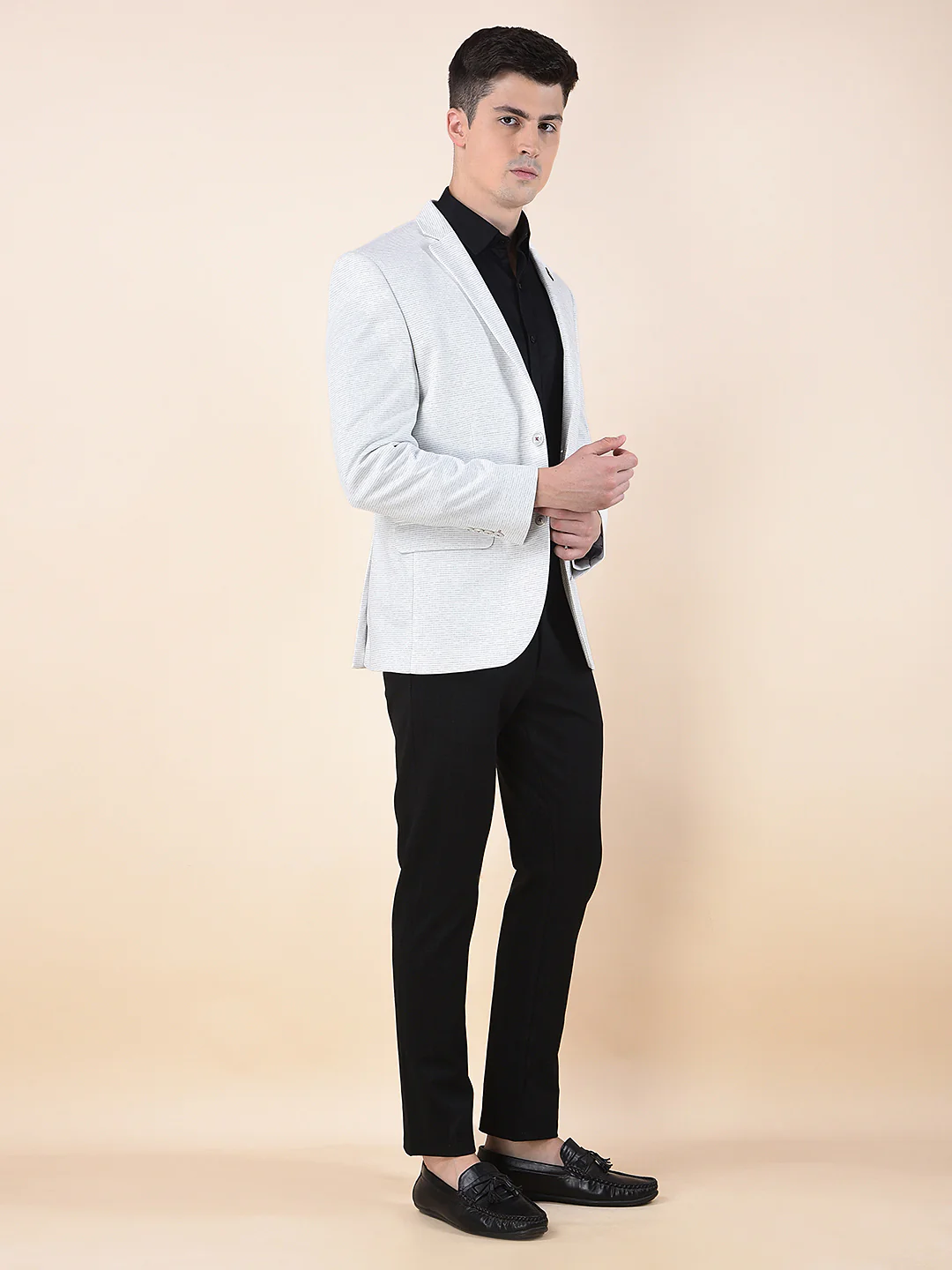 Blazer for Men | Premium Casual Blazer Slim Fit Notched Collar Terry Rayon Fabric Self Design Pattern - Image 10
