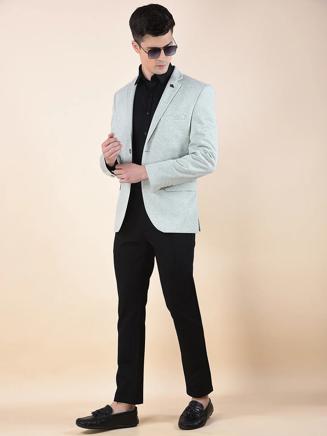 Blazer for Men | Premium Casual Blazer Slim Fit Notched Collar Terry Rayon Fabric Self Design Pattern - Image 3