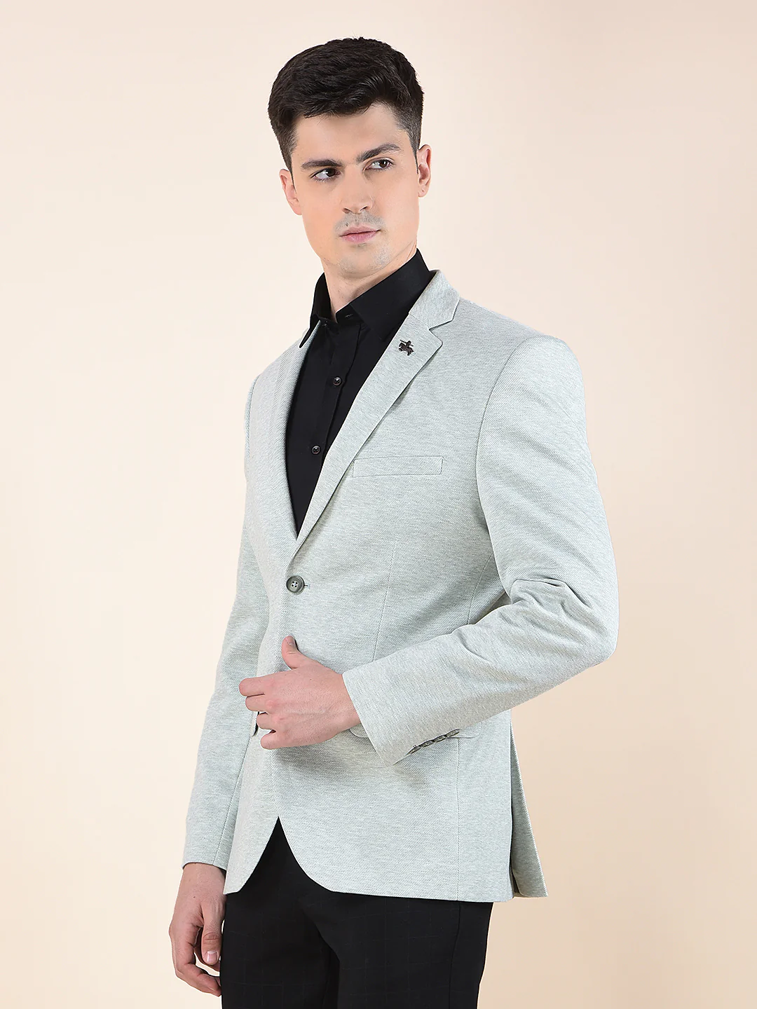 Blazer for Men | Premium Casual Blazer Slim Fit Notched Collar Terry Rayon Fabric Self Design Pattern - Image 5