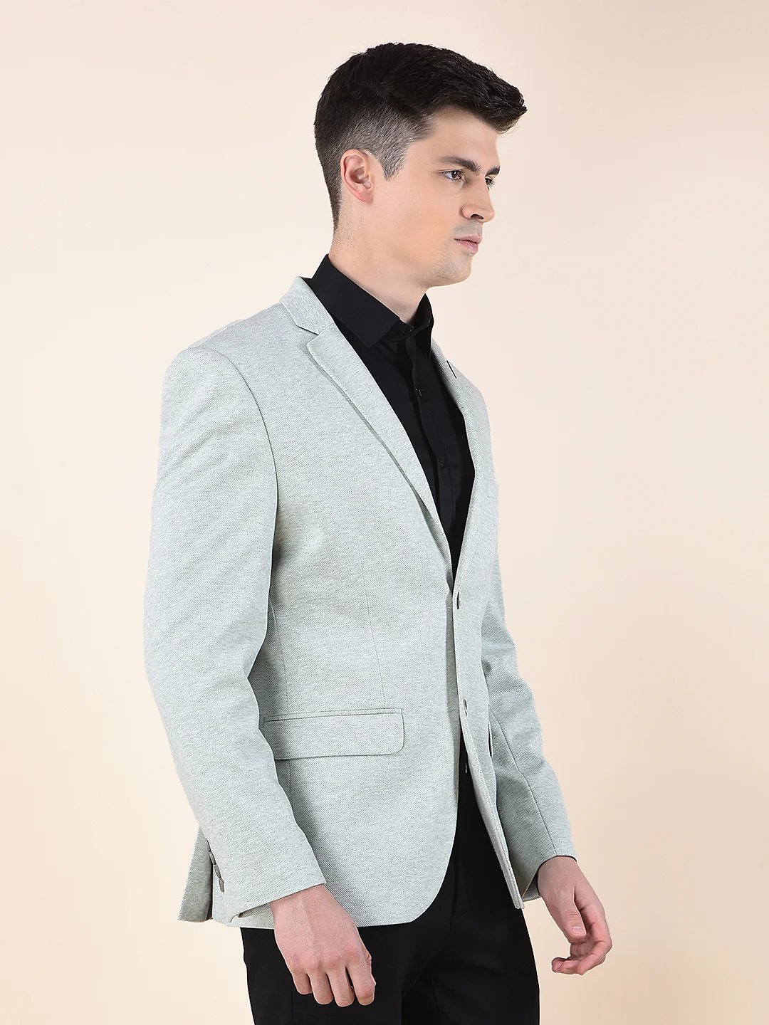Blazer for Men | Premium Casual Blazer Slim Fit Notched Collar Terry Rayon Fabric Self Design Pattern - Image 7