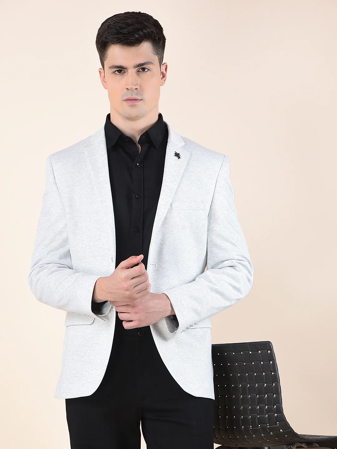 Blazer for Men | Premium Casual Blazer Slim Fit Notched Collar Terry Rayon Fabric Self Design Pattern - Image 2