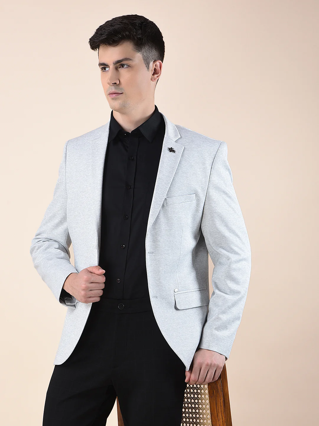 Blazer for Men | Premium Casual Blazer Slim Fit Notched Collar Terry Rayon Fabric Self Design Pattern - Image 2