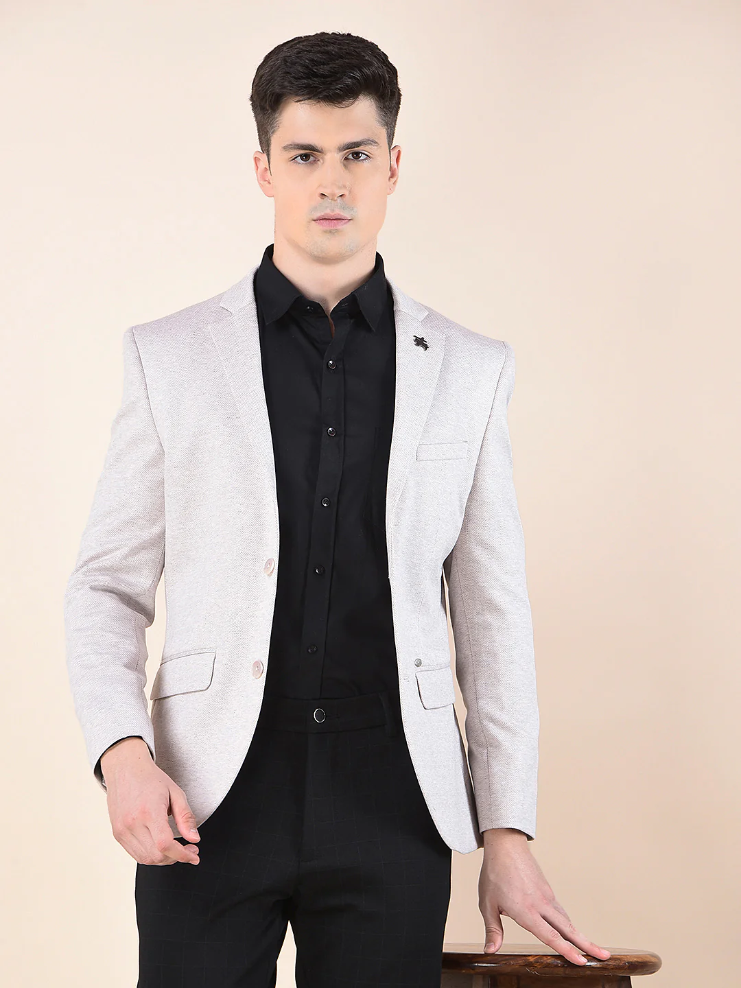 Blazer for Men | Premium Casual Blazer Slim Fit Notched Collar Terry Rayon Fabric Self Design Pattern - Image 2