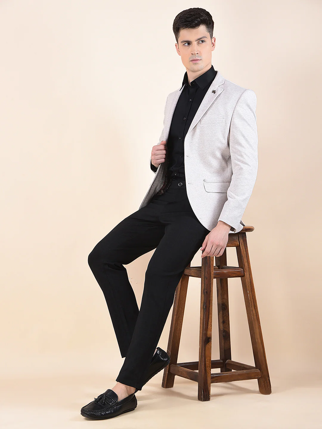 Blazer for Men | Premium Casual Blazer Slim Fit Notched Collar Terry Rayon Fabric Self Design Pattern - Image 3