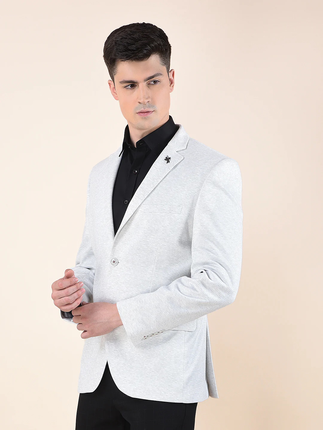 Blazer for Men | Premium Casual Blazer Slim Fit Notched Collar Terry Rayon Fabric Self Design Pattern - Image 4