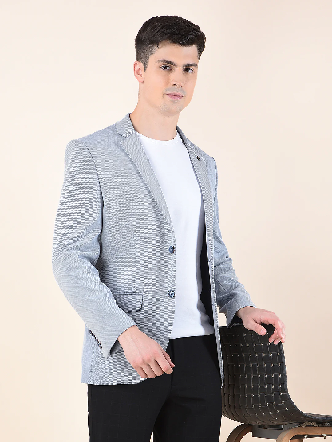 Blazer for Men | Premium Casual Blazer Slim Fit Notched Collar Terry Rayon Fabric Self Design Pattern - Image 2