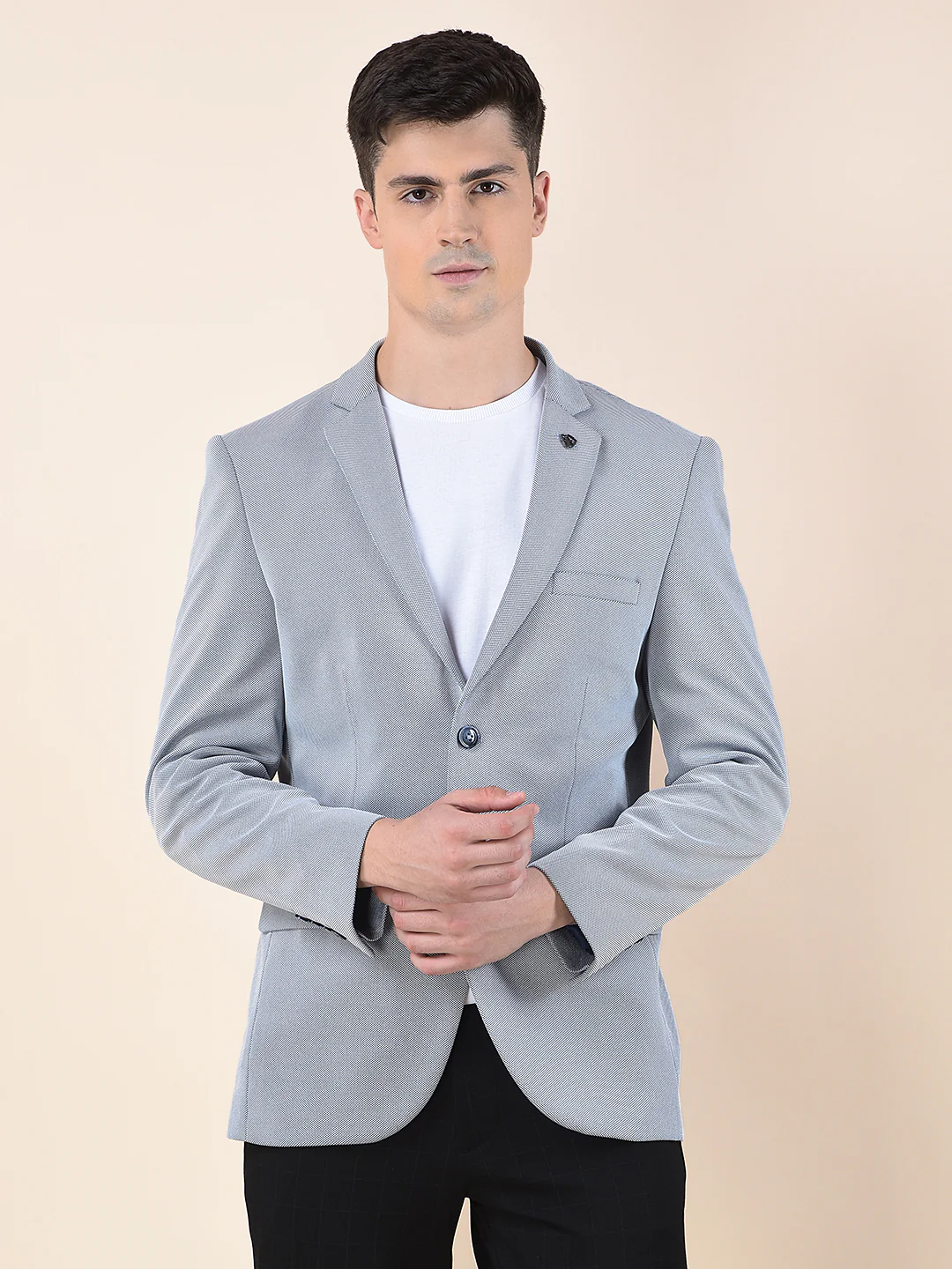 Blazer for Men | Premium Casual Blazer Slim Fit Notched Collar Terry Rayon Fabric Self Design Pattern - Image 5