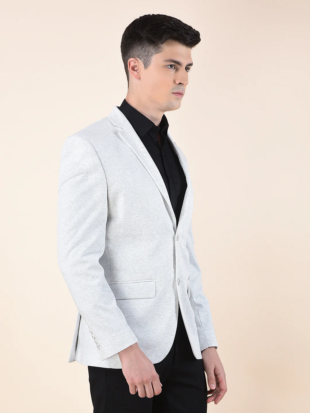 Blazer for Men | Premium Casual Blazer Slim Fit Notched Collar Terry Rayon Fabric Self Design Pattern - Image 5