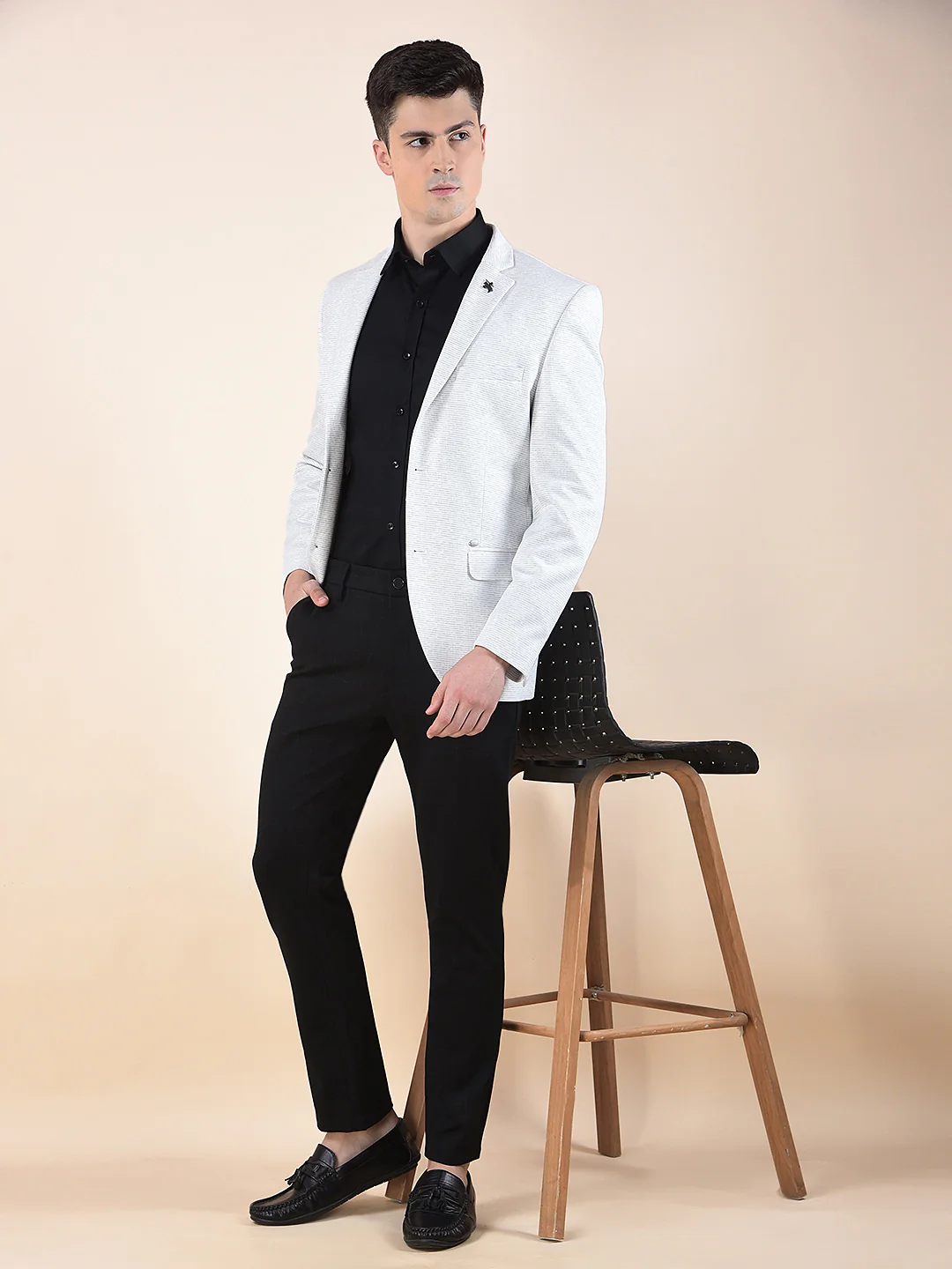 Blazer for Men | Premium Casual Blazer Slim Fit Notched Collar Terry Rayon Fabric Self Design Pattern - Image 7