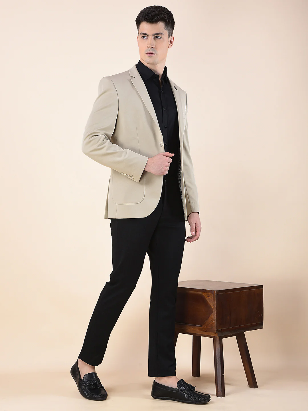 Blazer for Men | Premium Casual Blazer Slim Fit Notched Collar Terry Rayon Fabric Solid Pattern - Image 2