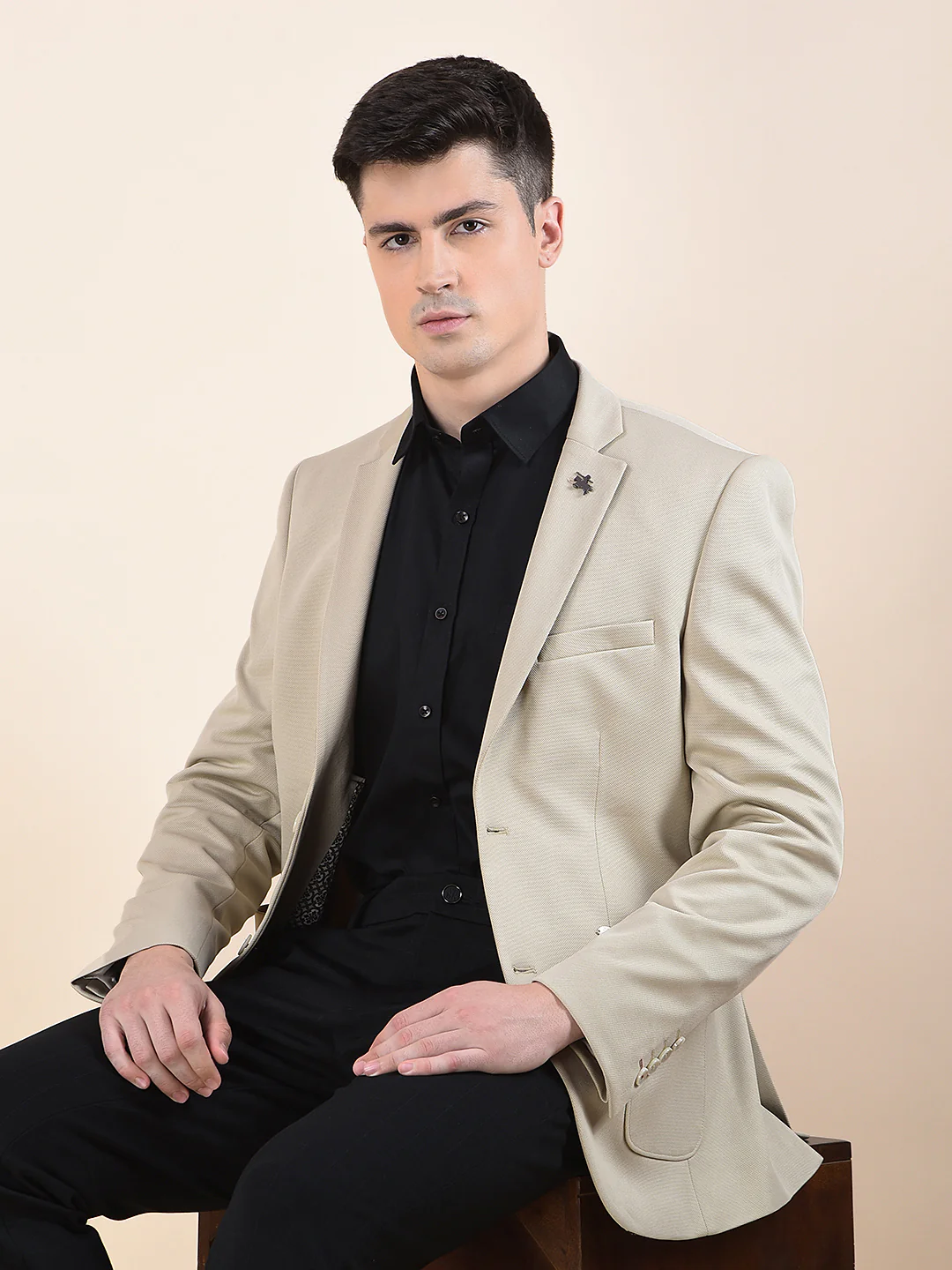 Blazer for Men | Premium Casual Blazer Slim Fit Notched Collar Terry Rayon Fabric Solid Pattern - Image 3