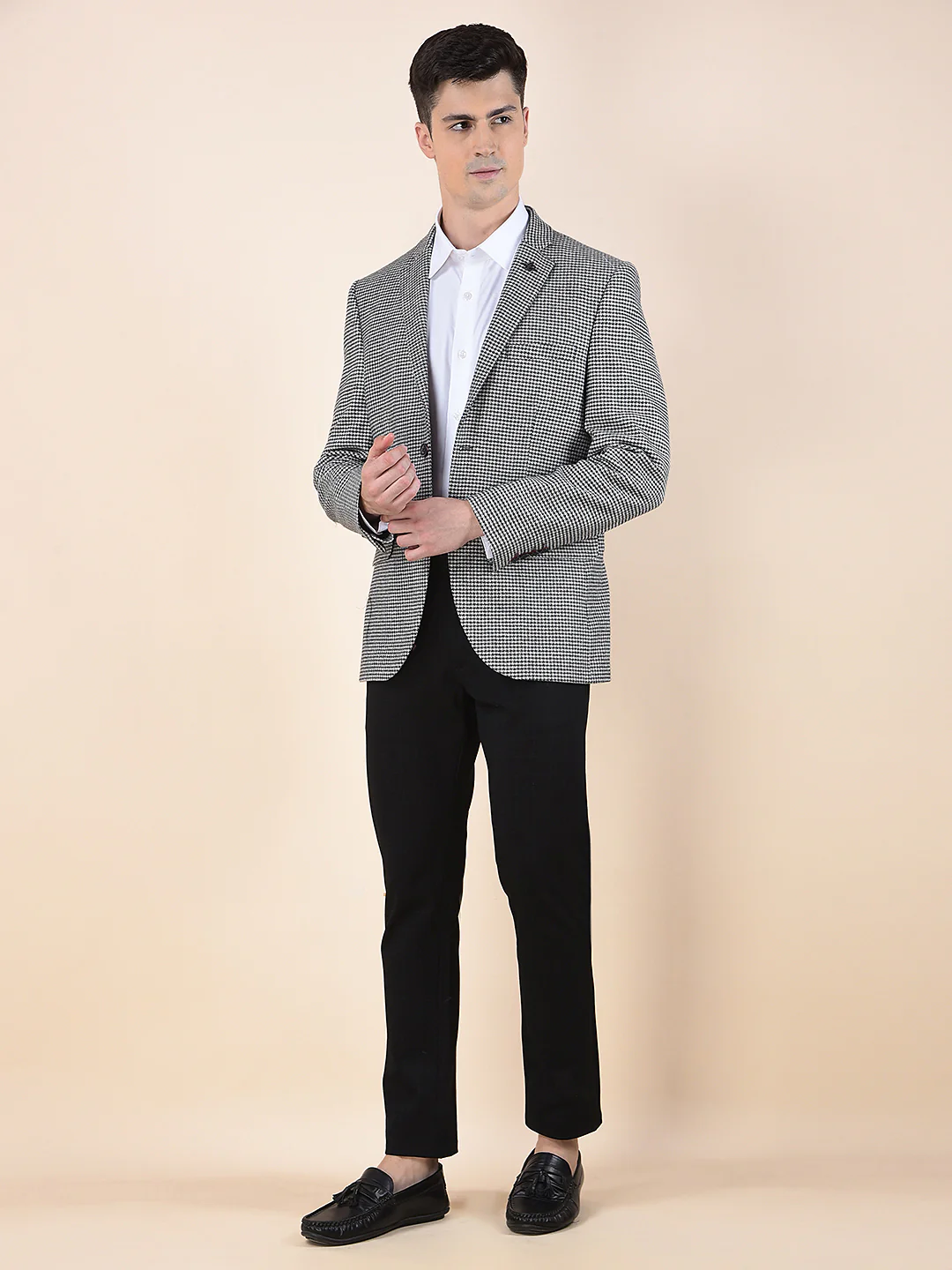 Blazer for Men | Premium Formal Blazer Slim Fit Notched Collar Tweed Fabric Checkered Pattern - Image 10