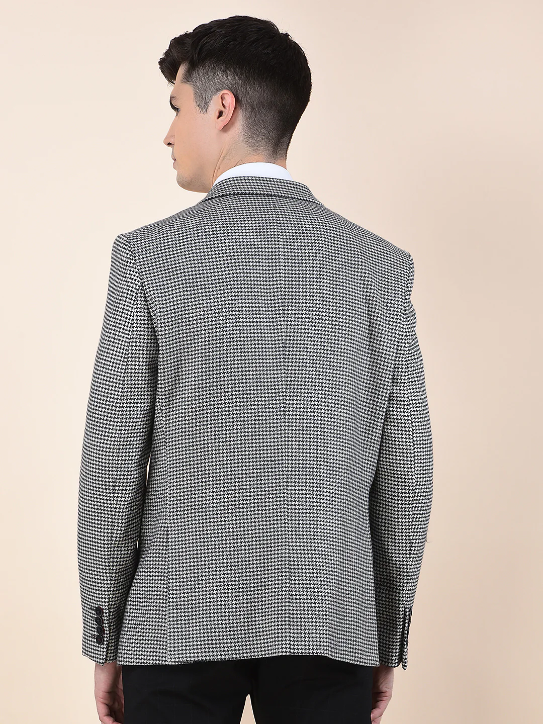 Blazer for Men | Premium Formal Blazer Slim Fit Notched Collar Tweed Fabric Checkered Pattern - Image 4