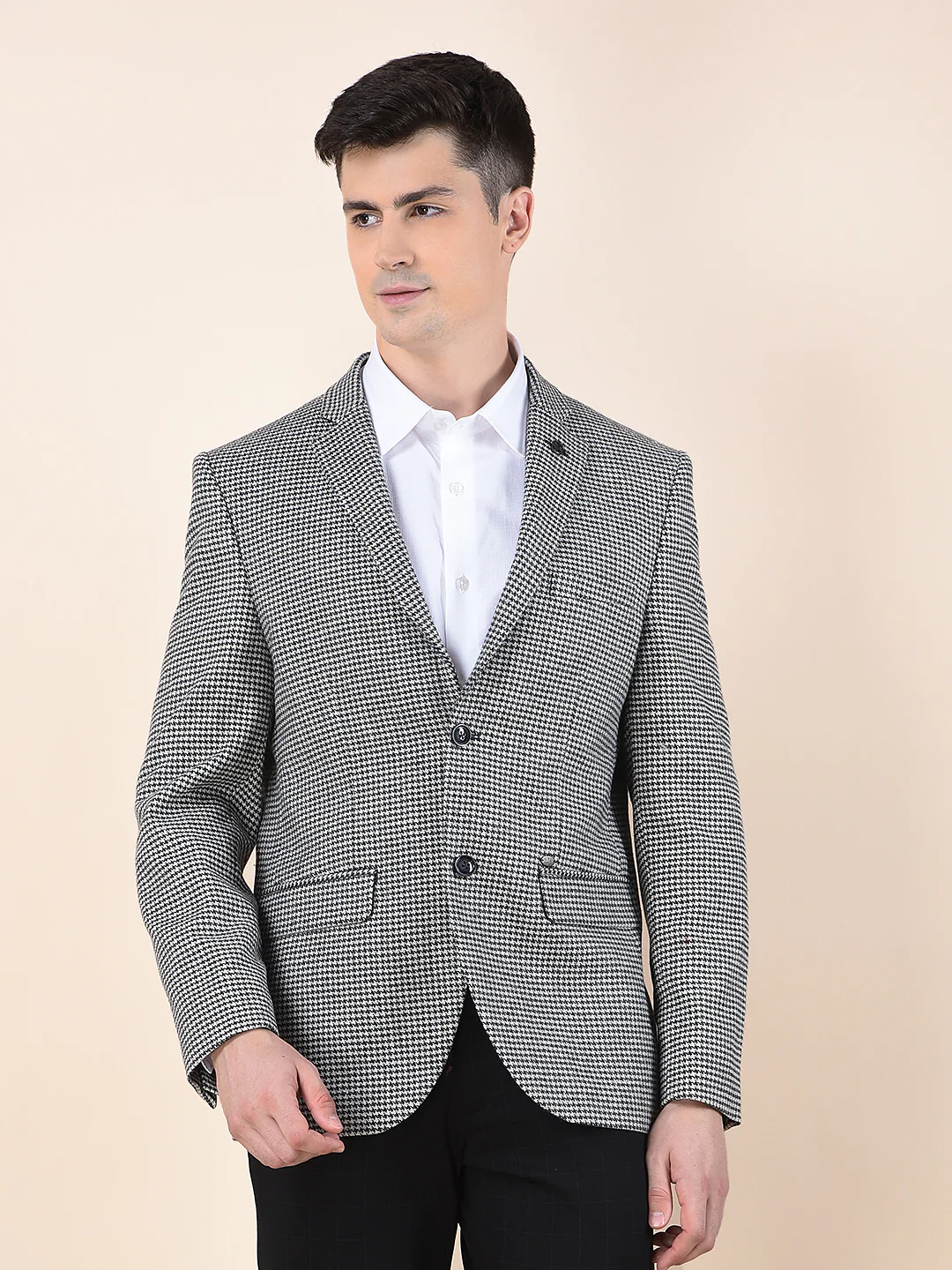 Blazer for Men | Premium Formal Blazer Slim Fit Notched Collar Tweed Fabric Checkered Pattern - Image 6