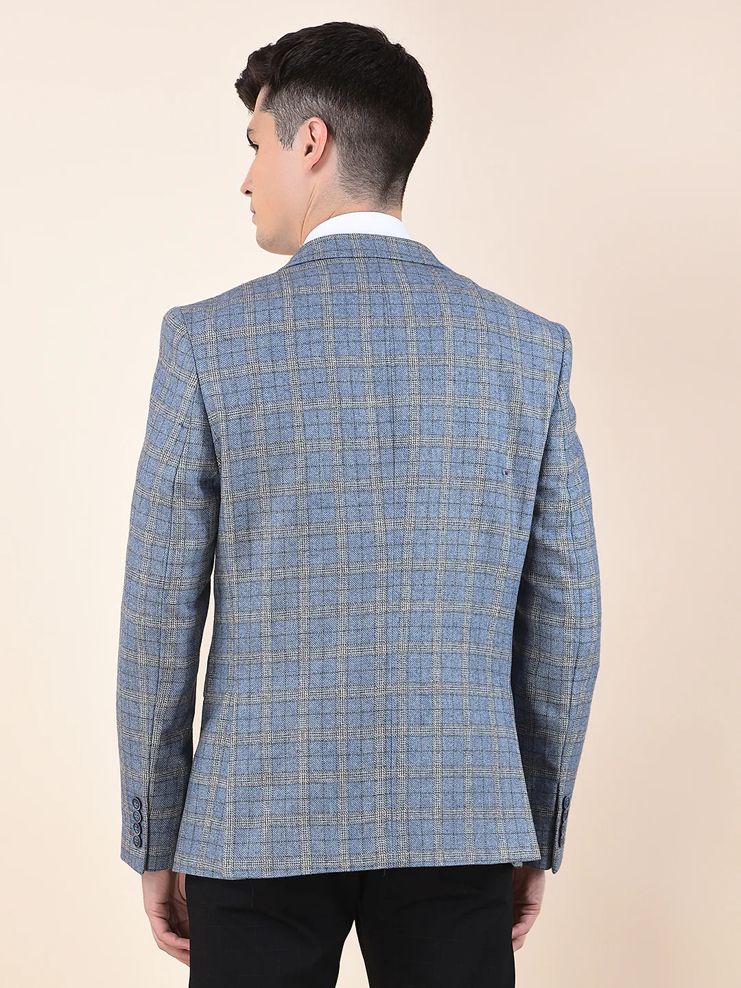 Blazer for Men | Premium Formal Blazer Slim Fit Notched Collar Wool Blend Fabric Checkered Pattern - Image 4