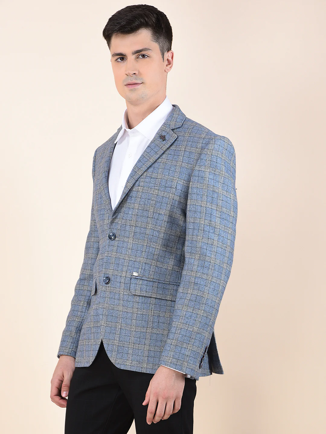 Blazer for Men | Premium Formal Blazer Slim Fit Notched Collar Wool Blend Fabric Checkered Pattern - Image 5