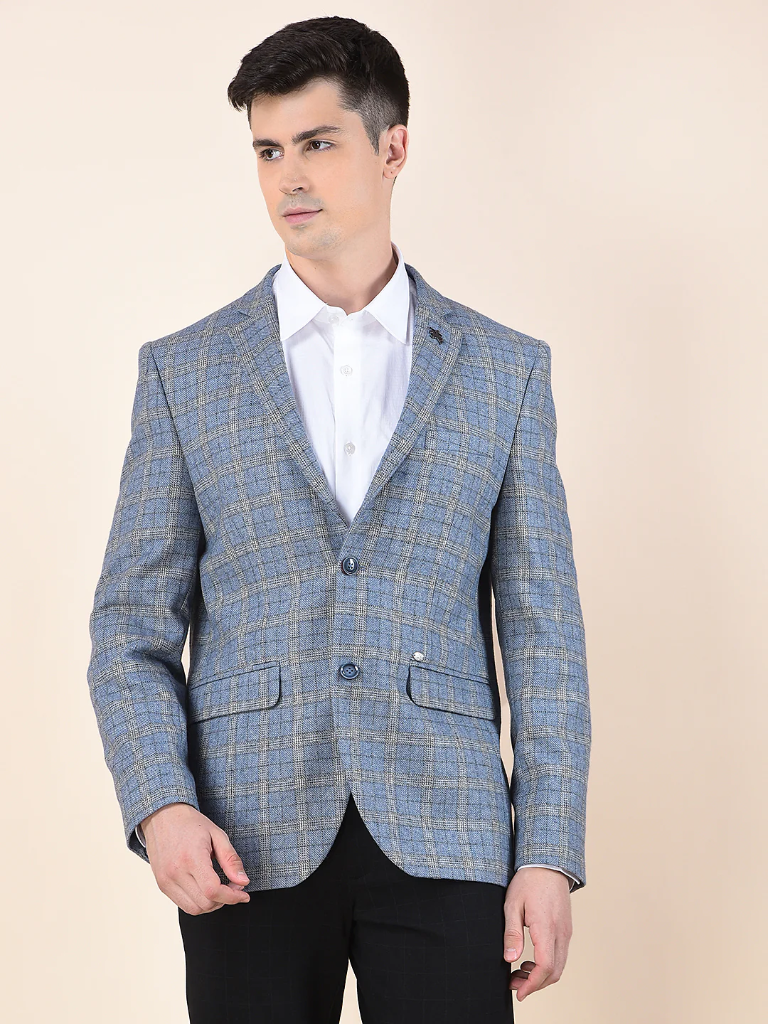 Blazer for Men | Premium Formal Blazer Slim Fit Notched Collar Wool Blend Fabric Checkered Pattern - Image 6
