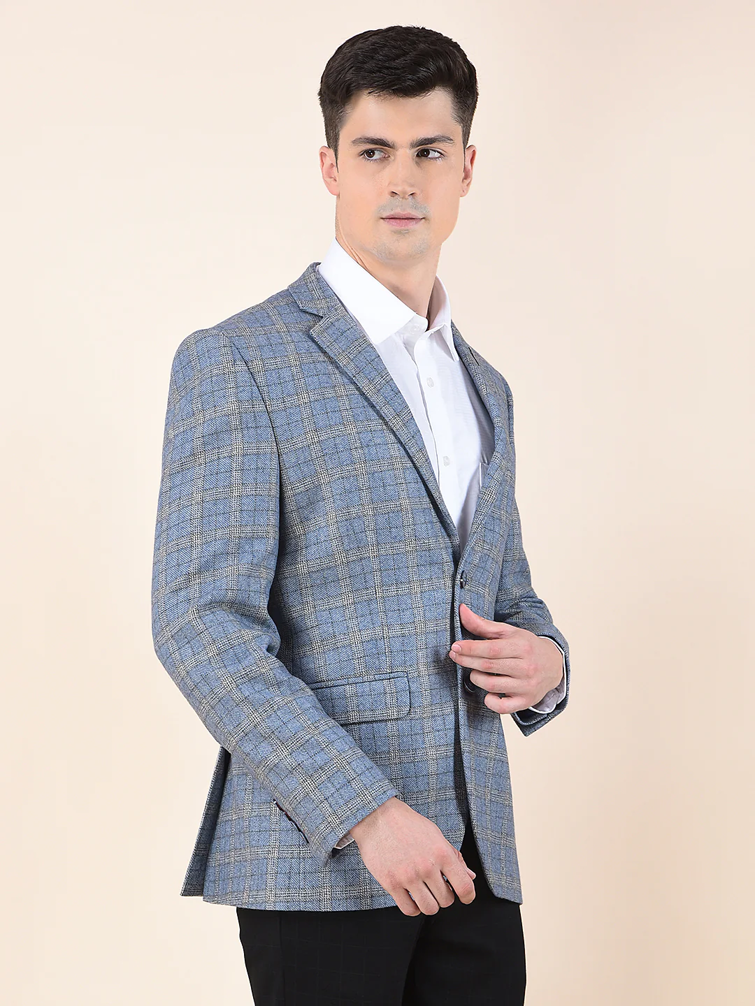 Blazer for Men | Premium Formal Blazer Slim Fit Notched Collar Wool Blend Fabric Checkered Pattern - Image 8