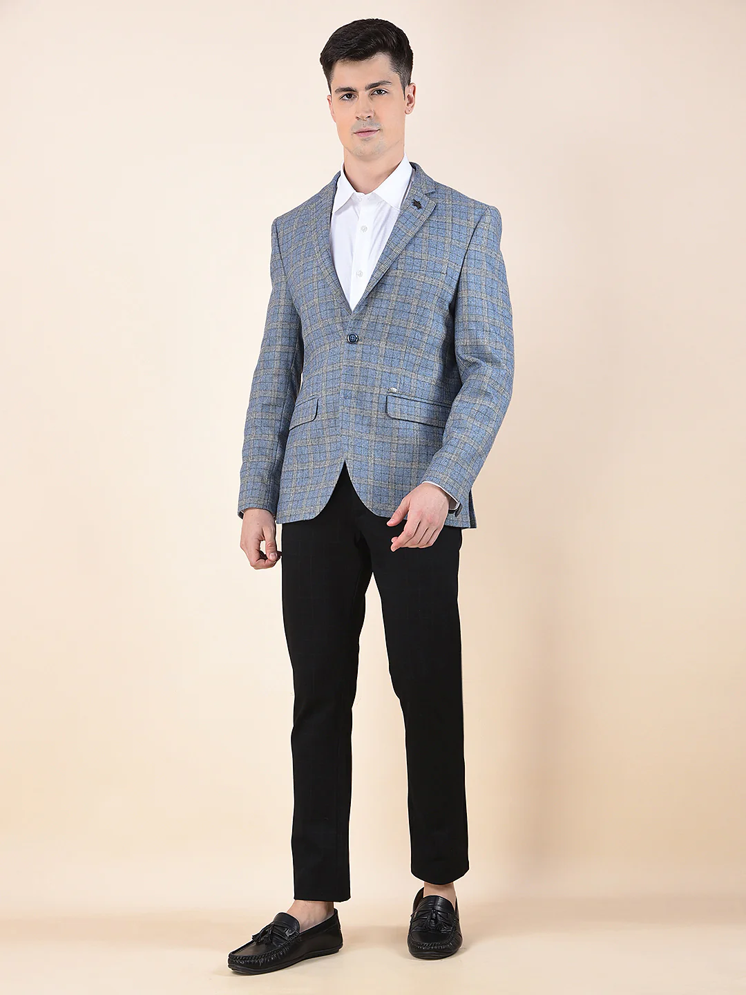 Blazer for Men | Premium Formal Blazer Slim Fit Notched Collar Wool Blend Fabric Checkered Pattern - Image 9