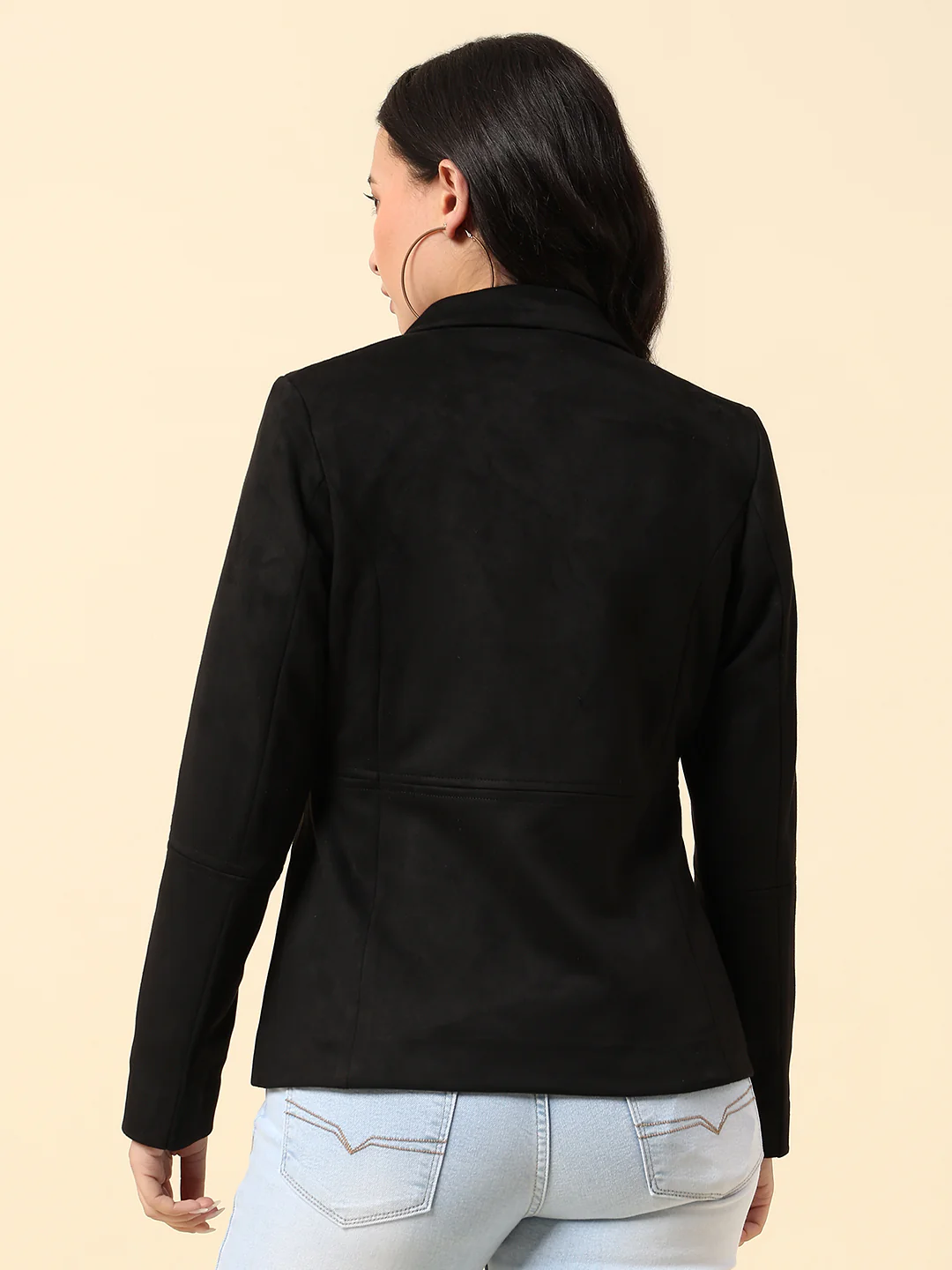Blazer for Women | Premium Casual Blazer Regular Fit Notched Collar Suede Fabric Solid Pattern - Image 5