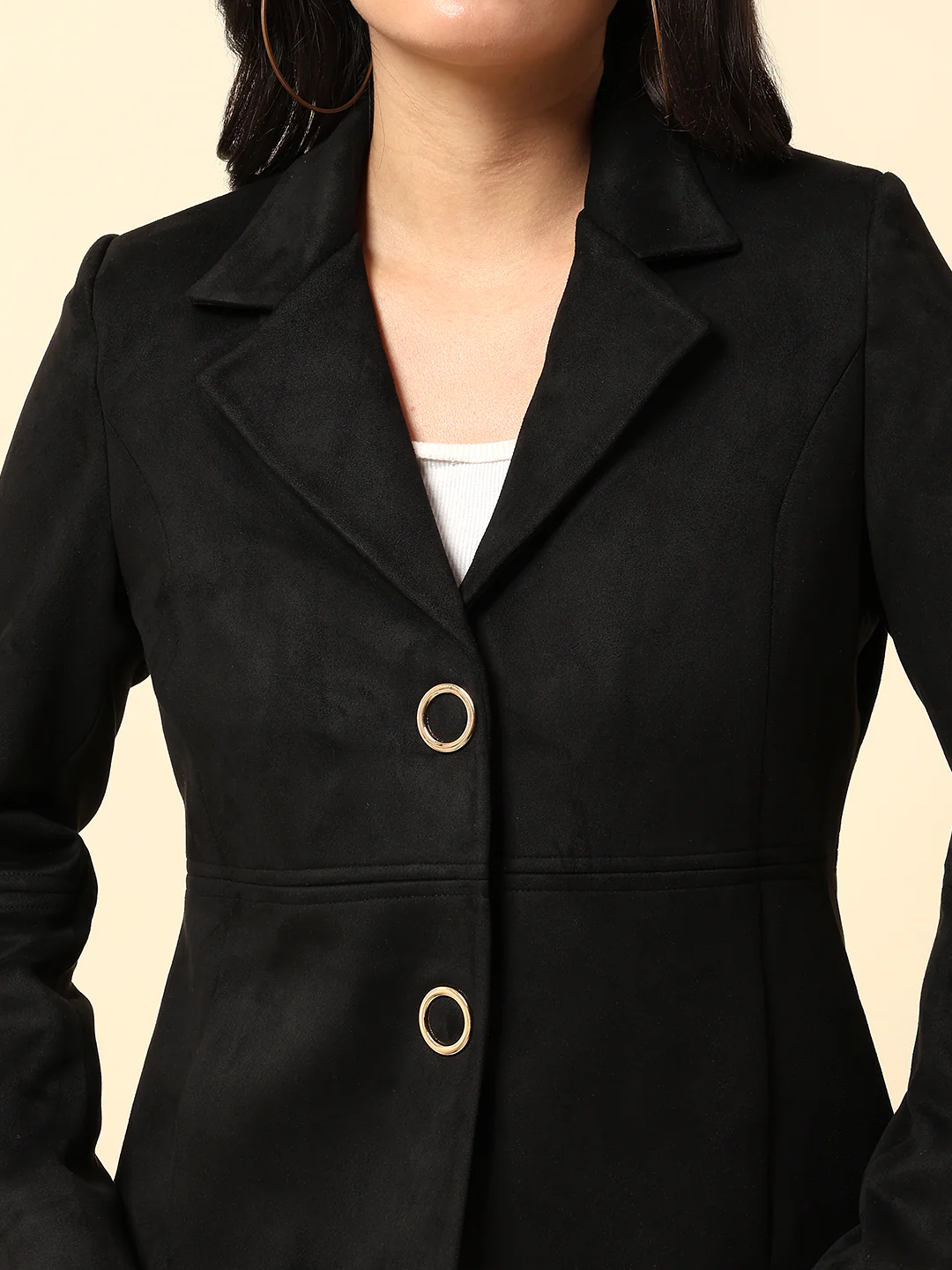 Blazer for Women | Premium Casual Blazer Regular Fit Notched Collar Suede Fabric Solid Pattern - Image 6