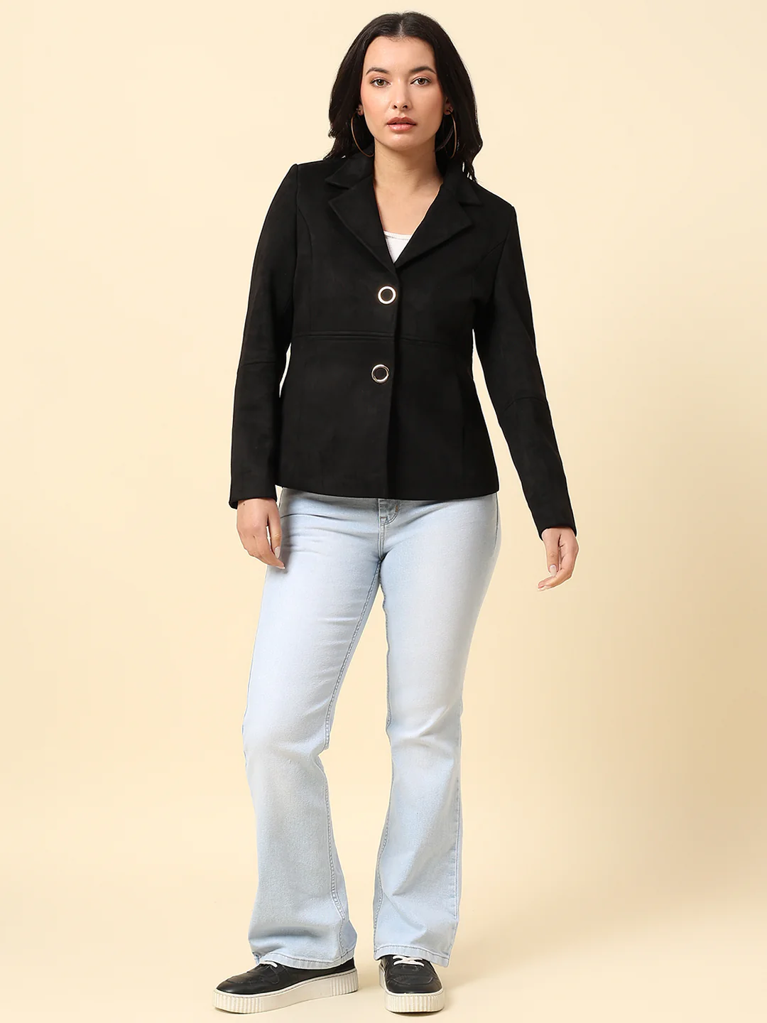 Blazer for Women | Premium Casual Blazer Regular Fit Notched Collar Suede Fabric Solid Pattern - Image 7