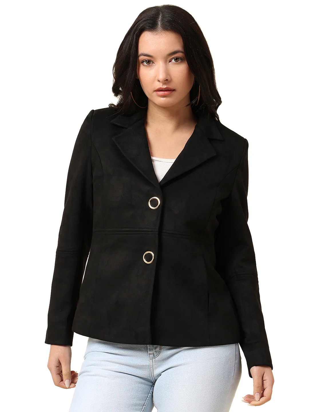 Blazer for Women | Premium Casual Blazer Regular Fit Notched Collar Suede Fabric Solid Pattern - Image 9