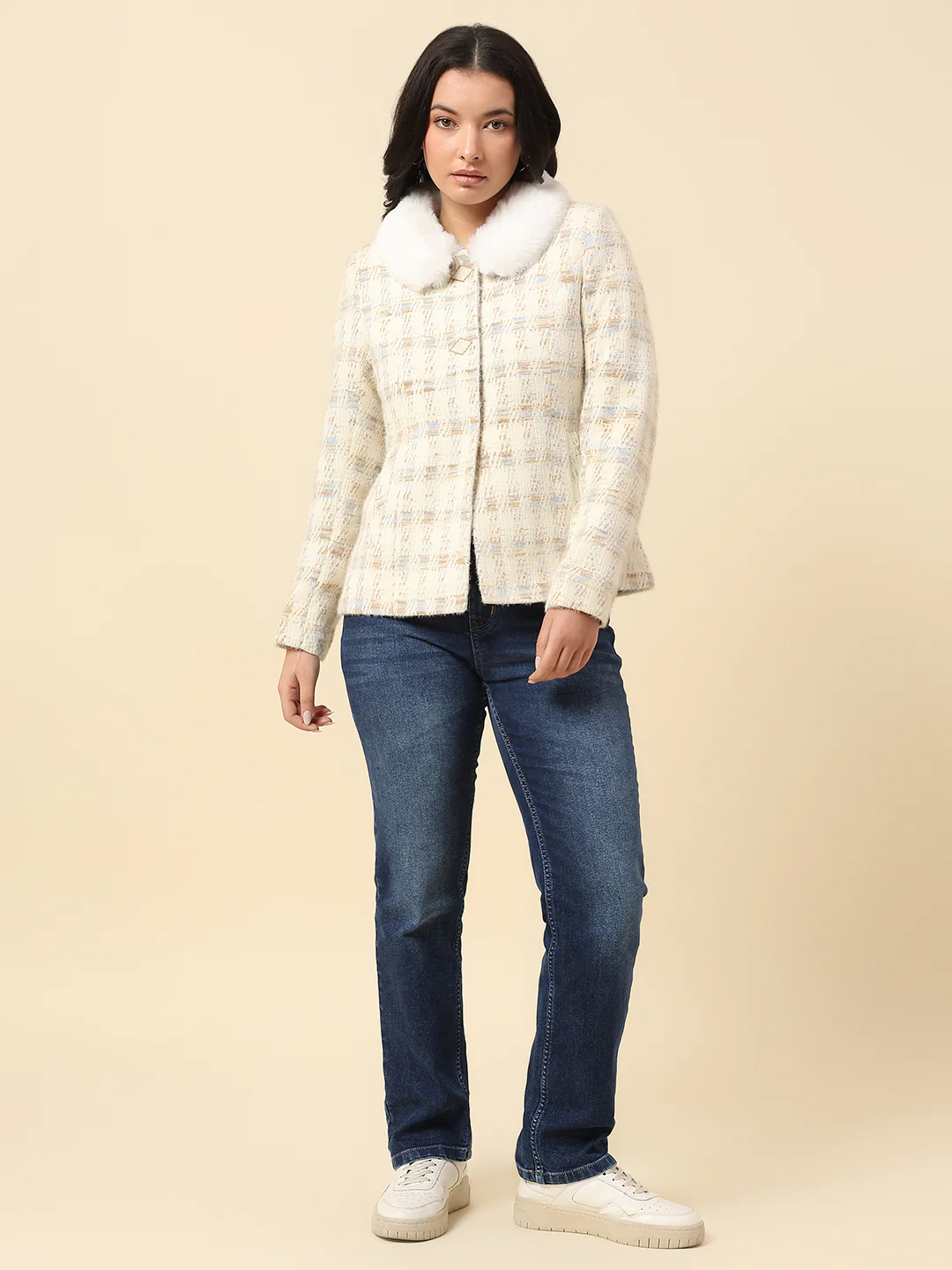 Blazer for Women | Premium Casual Blazer Regular Fit Spread Collar Wool Blend Fabric Check Pattern - Image 7